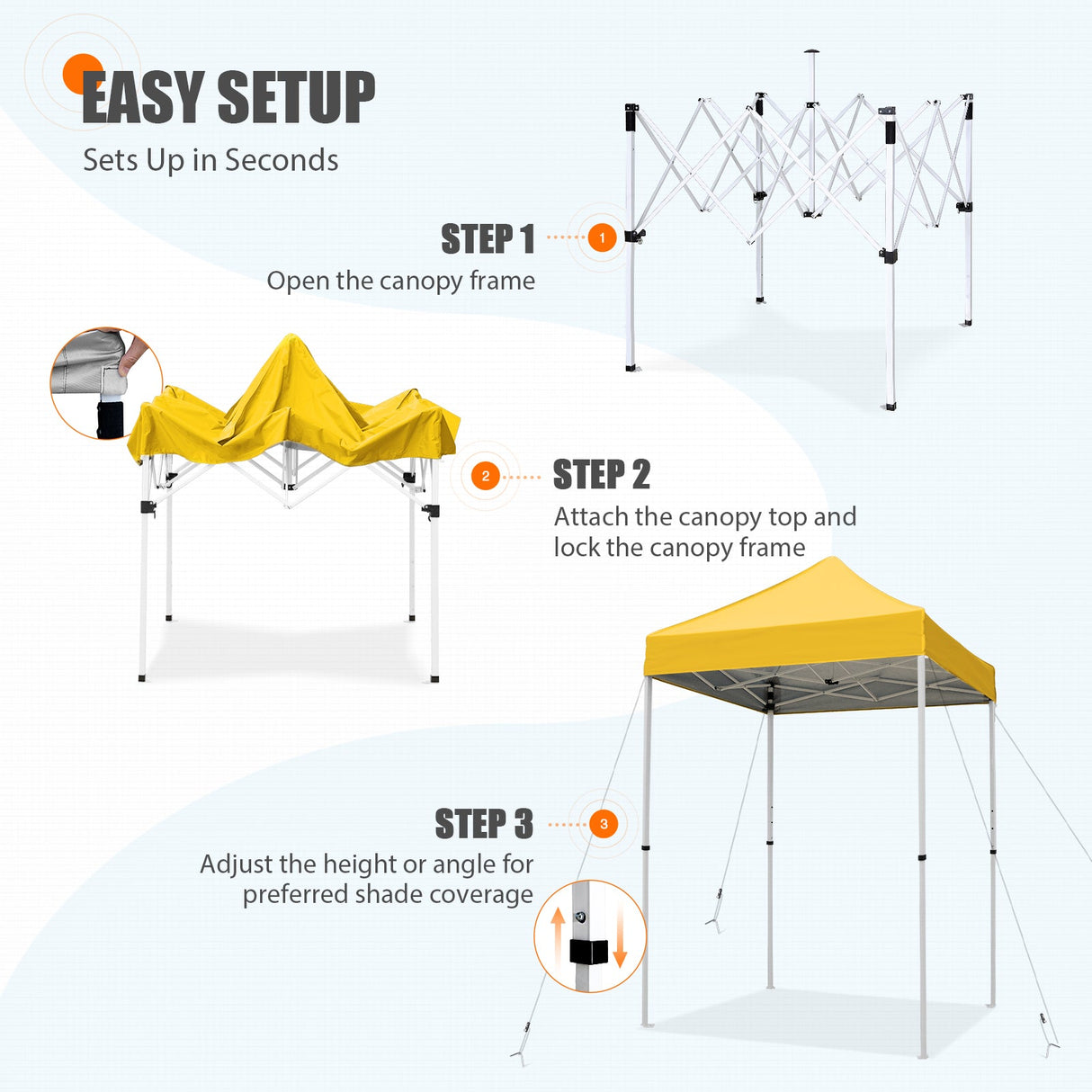 5x5 Pop Up Canopy Tent Instant Straight Leg Outdoor Canopy Easy Set - up - Eagle Peak