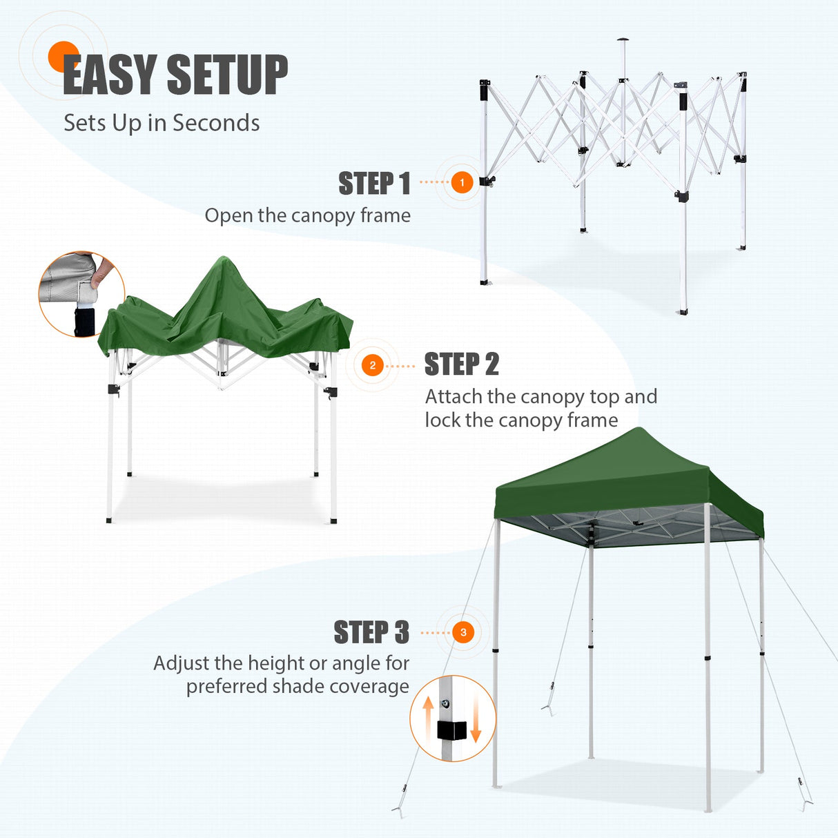 5x5 Pop Up Canopy Tent Instant Straight Leg Outdoor Canopy Easy Set - up - Eagle Peak
