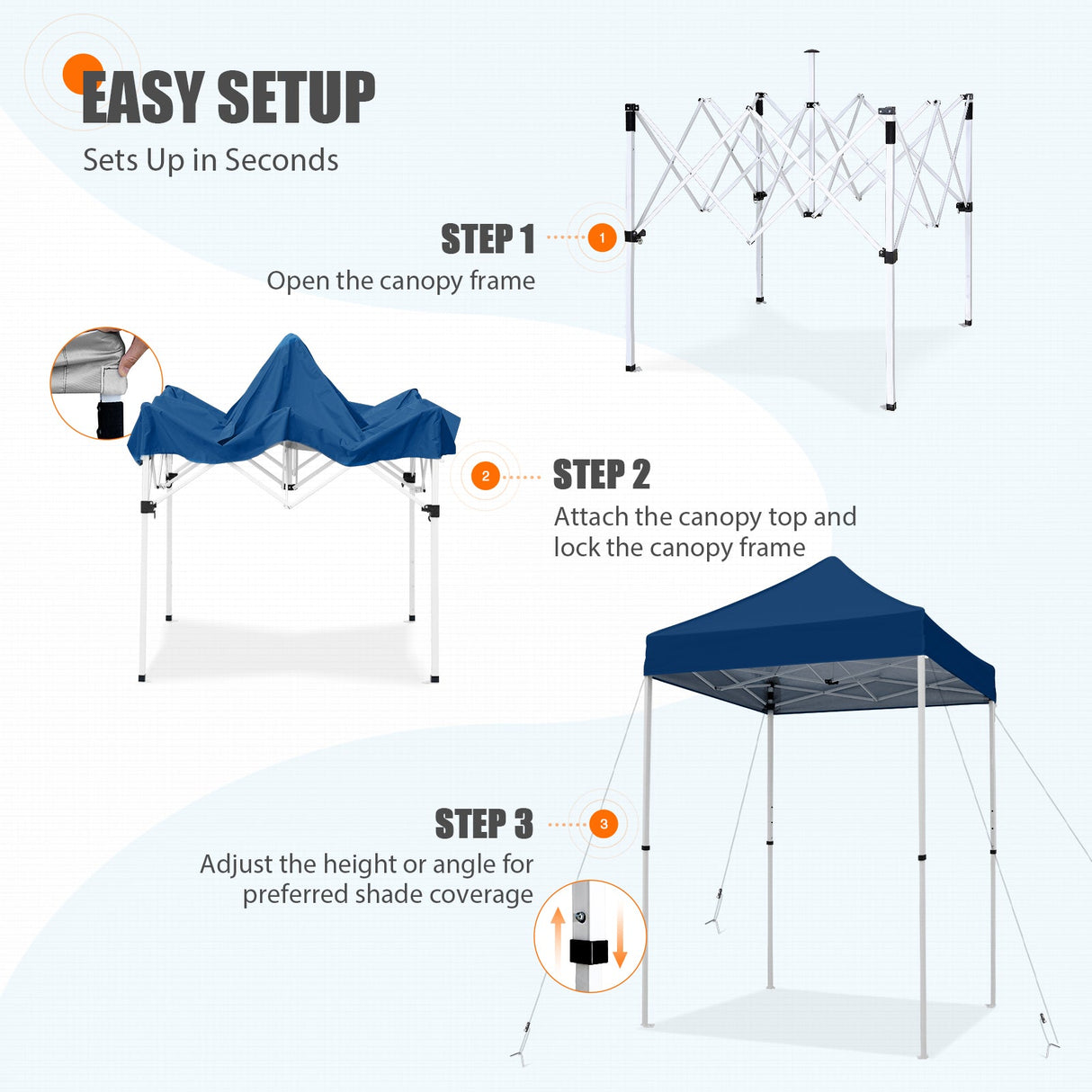 5x5 Pop Up Canopy Tent Instant Straight Leg Outdoor Canopy Easy Set - up - Eagle Peak