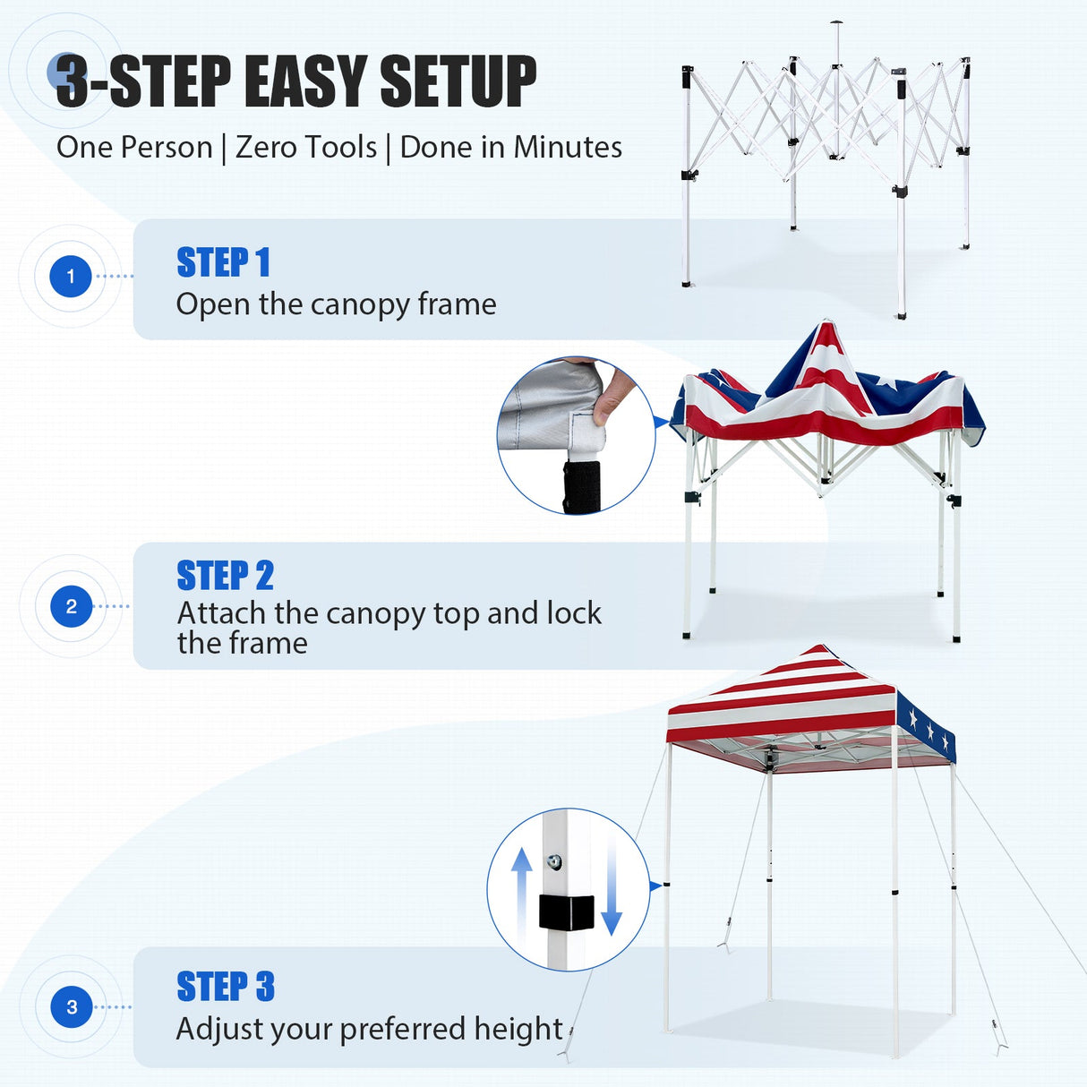5x5 Pop Up Canopy Tent Instant Straight Leg Outdoor Canopy Easy Set-up - Eagle Peak®