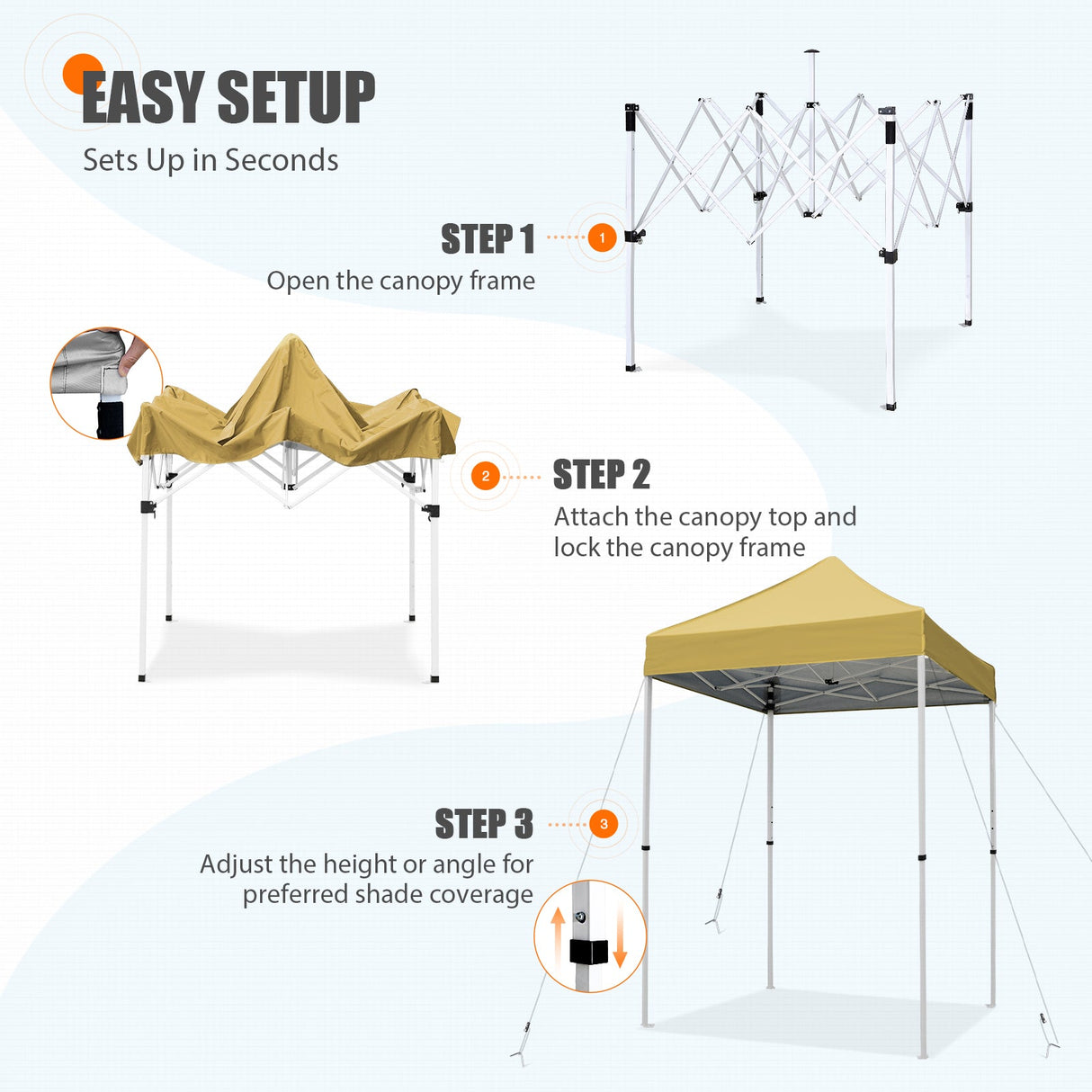5x5 Pop Up Canopy Tent Instant Straight Leg Outdoor Canopy Easy Set - up - Eagle Peak