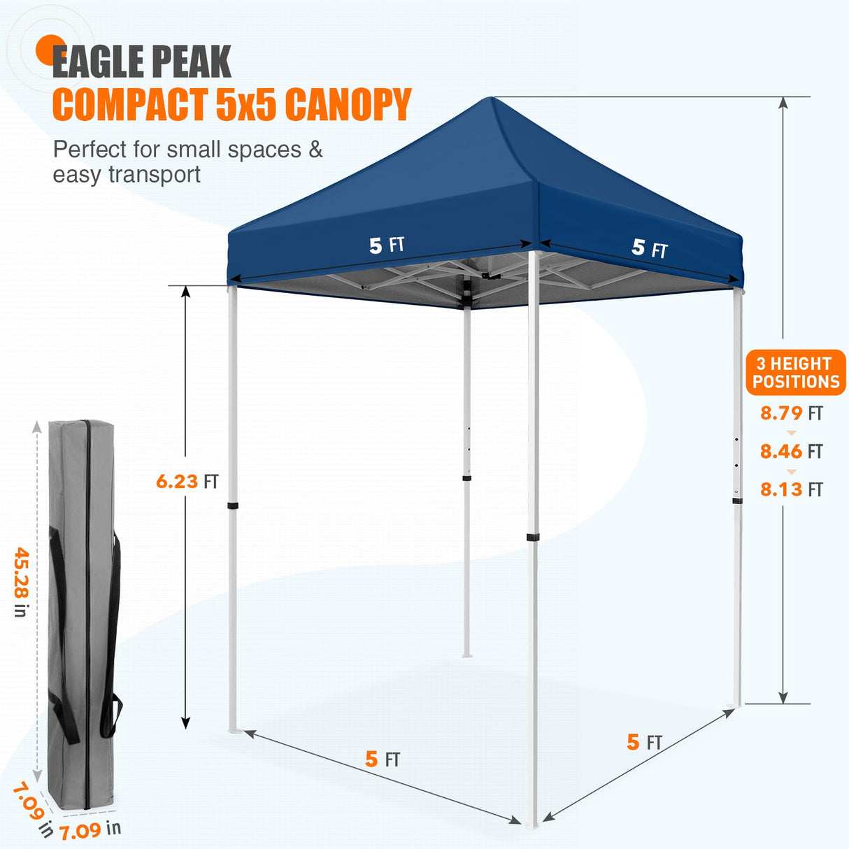 5x5 Pop Up Canopy Tent Instant Straight Leg Outdoor Canopy Easy Set - up - Eagle Peak