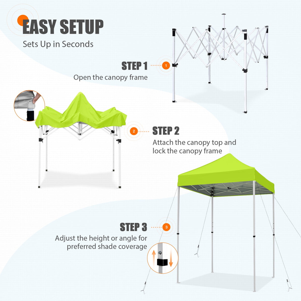 5x5 Pop Up Canopy Tent Instant Straight Leg Outdoor Canopy Easy Set - up - Eagle Peak
