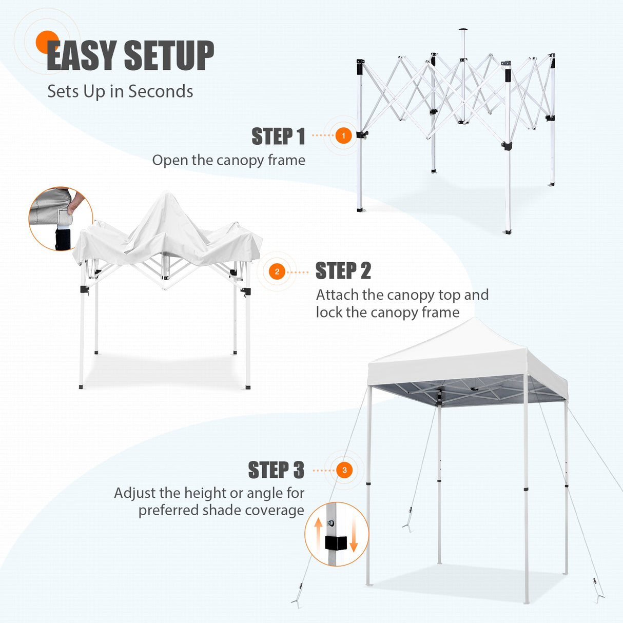5x5 Pop Up Canopy Tent Instant Straight Leg Outdoor Canopy Easy Set - up - Eagle Peak