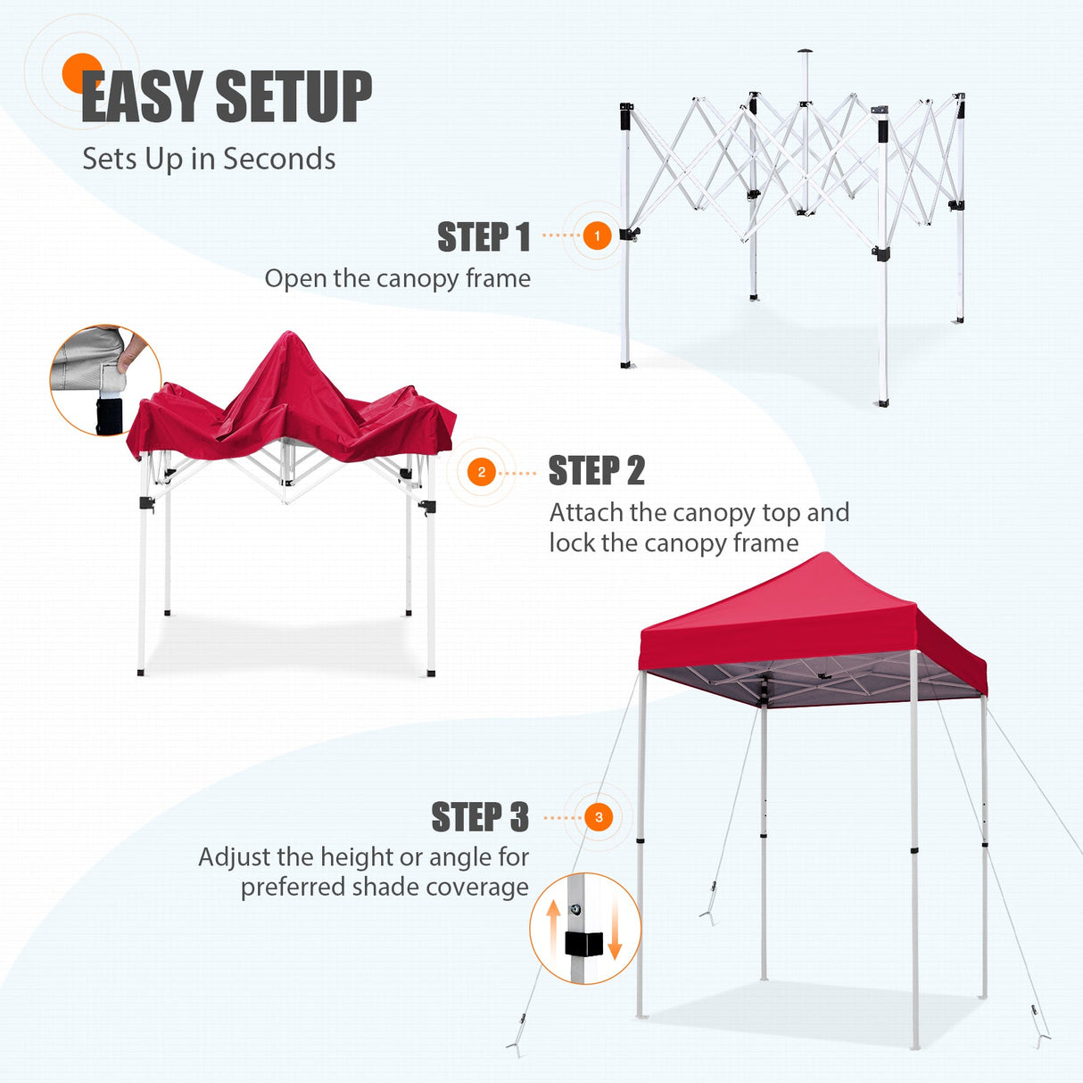 5x5 Pop Up Canopy Tent Instant Straight Leg Outdoor Canopy Easy Set - up - Eagle Peak