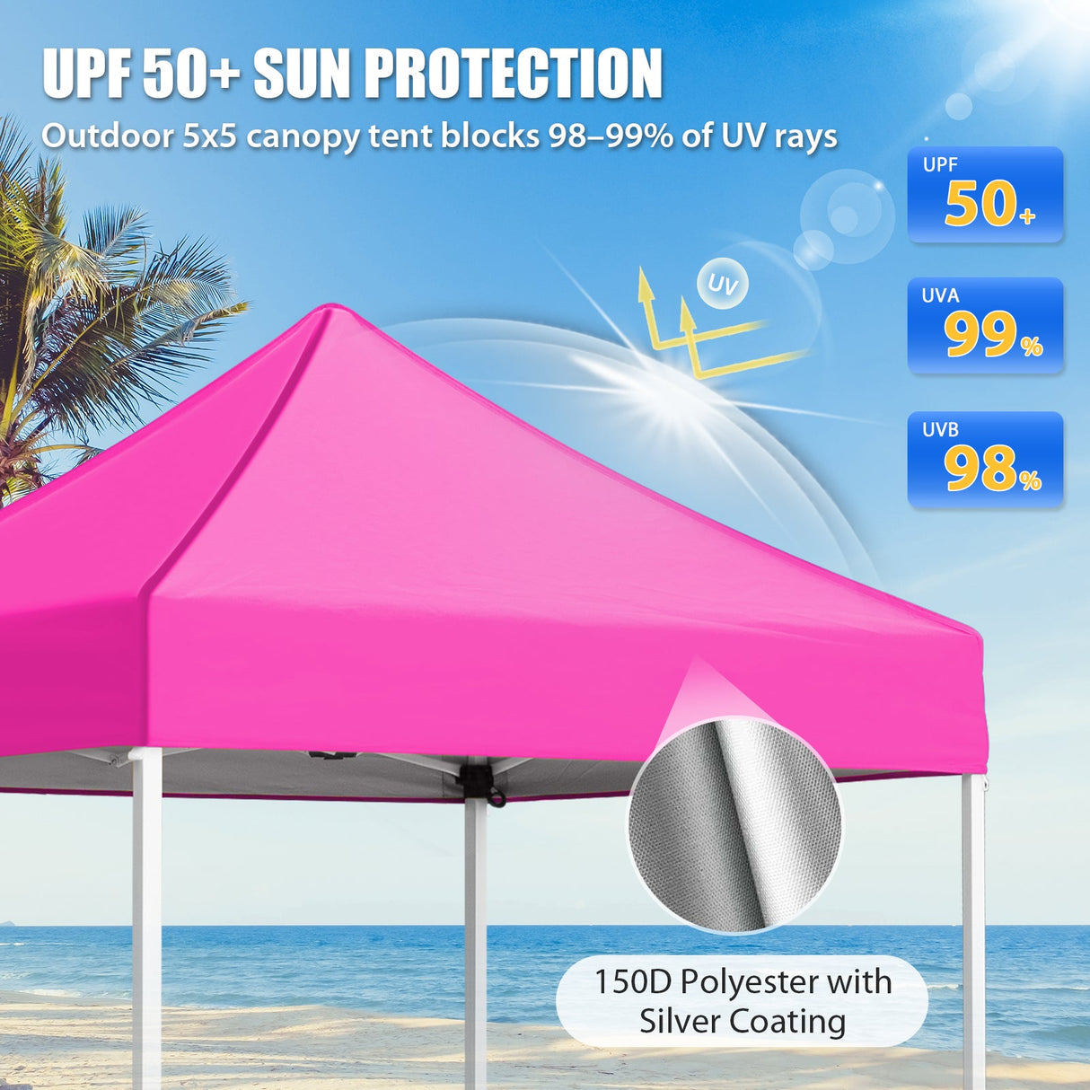 5x5 Pop Up Canopy Tent Instant Straight Leg Outdoor Canopy Easy Set-up - Eagle Peak®