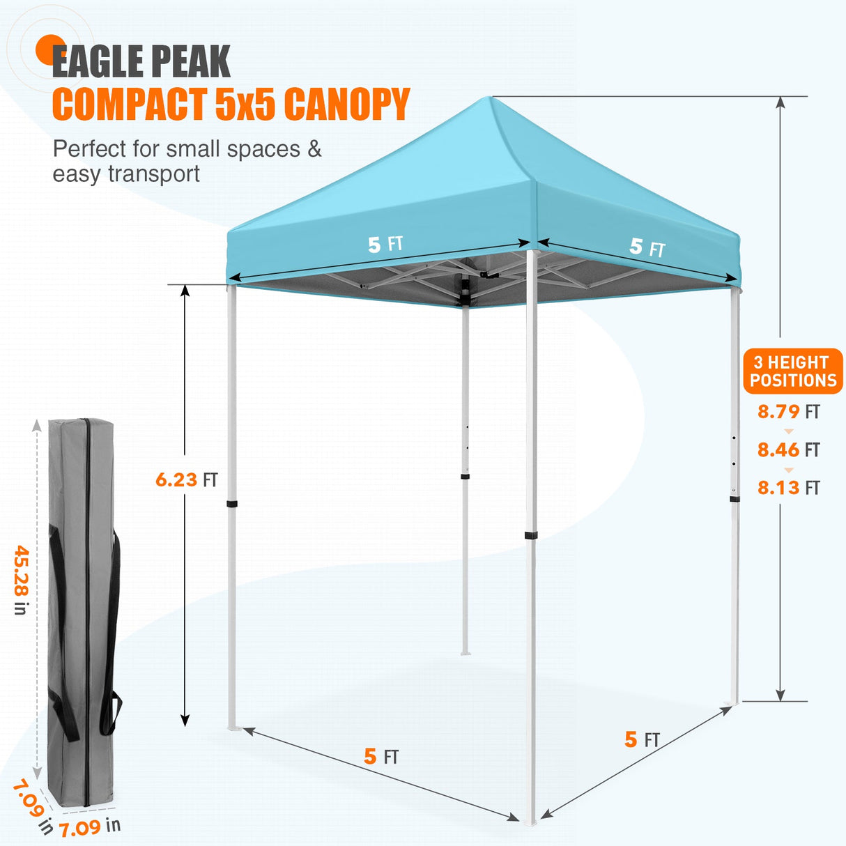 5x5 Pop Up Canopy Tent Instant Straight Leg Outdoor Canopy Easy Set - up - Eagle Peak
