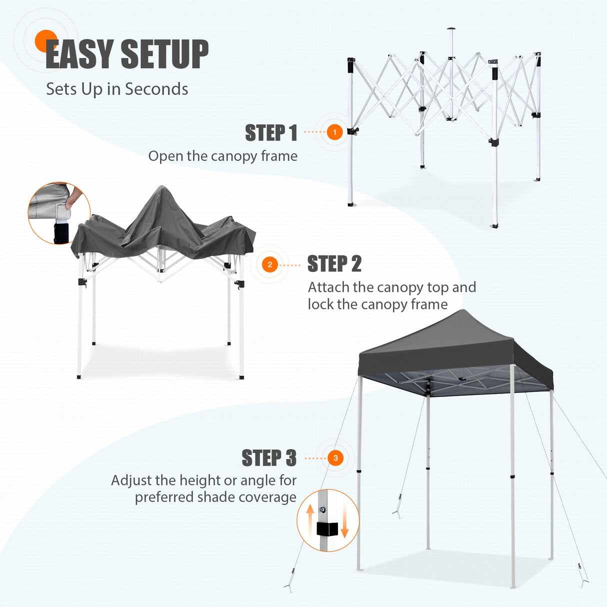 5x5 Pop Up Canopy Tent Instant Straight Leg Outdoor Canopy Easy Set - up - Eagle Peak