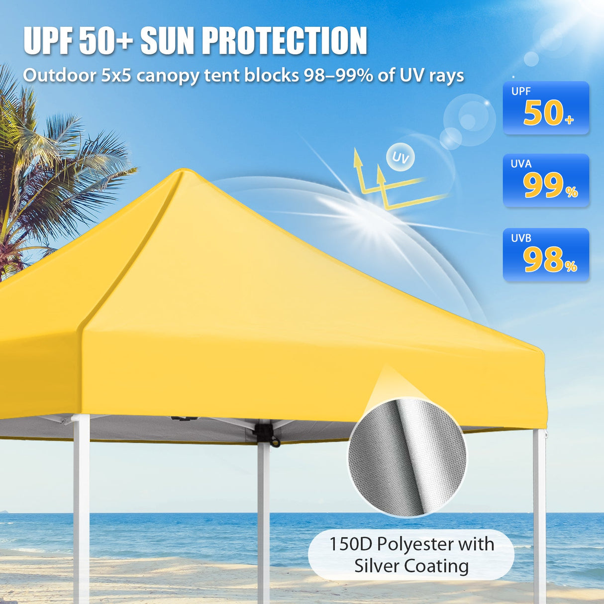 5x5 Pop Up Canopy Tent Instant Straight Leg Outdoor Canopy Easy Set - up - Eagle Peak