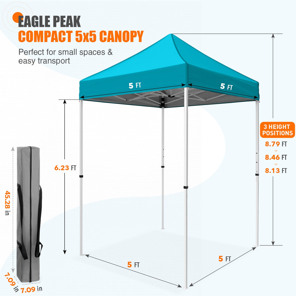 5x5 Pop Up Canopy Tent Instant Straight Leg Outdoor Canopy Easy Set - up - Eagle Peak