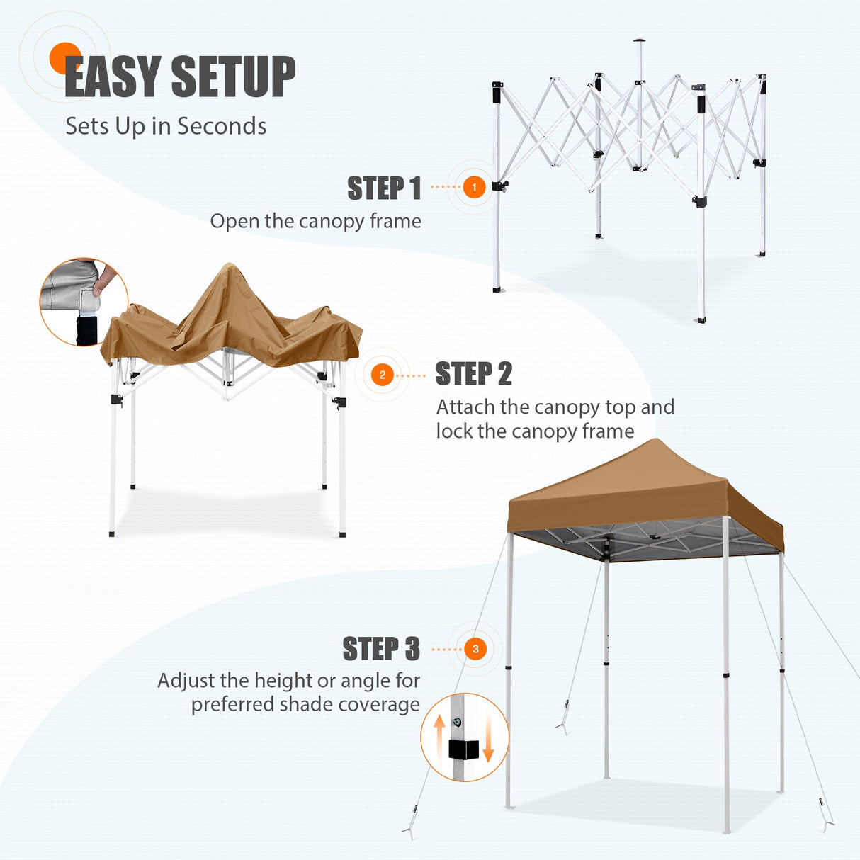 5x5 Pop Up Canopy Tent Instant Straight Leg Outdoor Canopy Easy Set - up - Eagle Peak