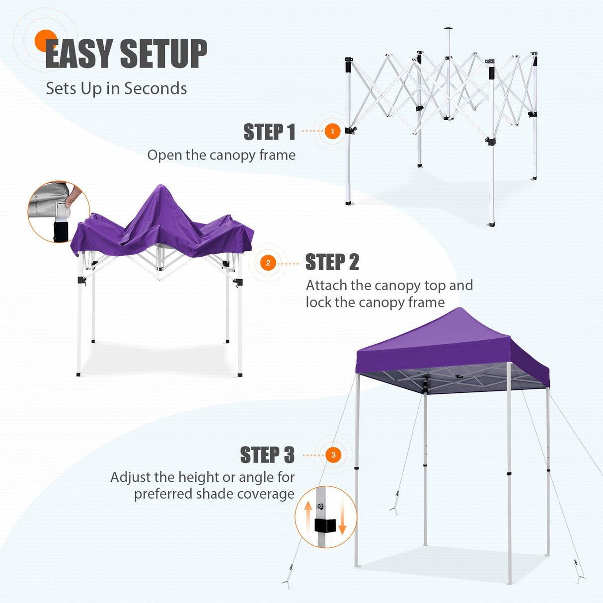 5x5 Pop Up Canopy Tent Instant Straight Leg Outdoor Canopy Easy Set - up - Eagle Peak