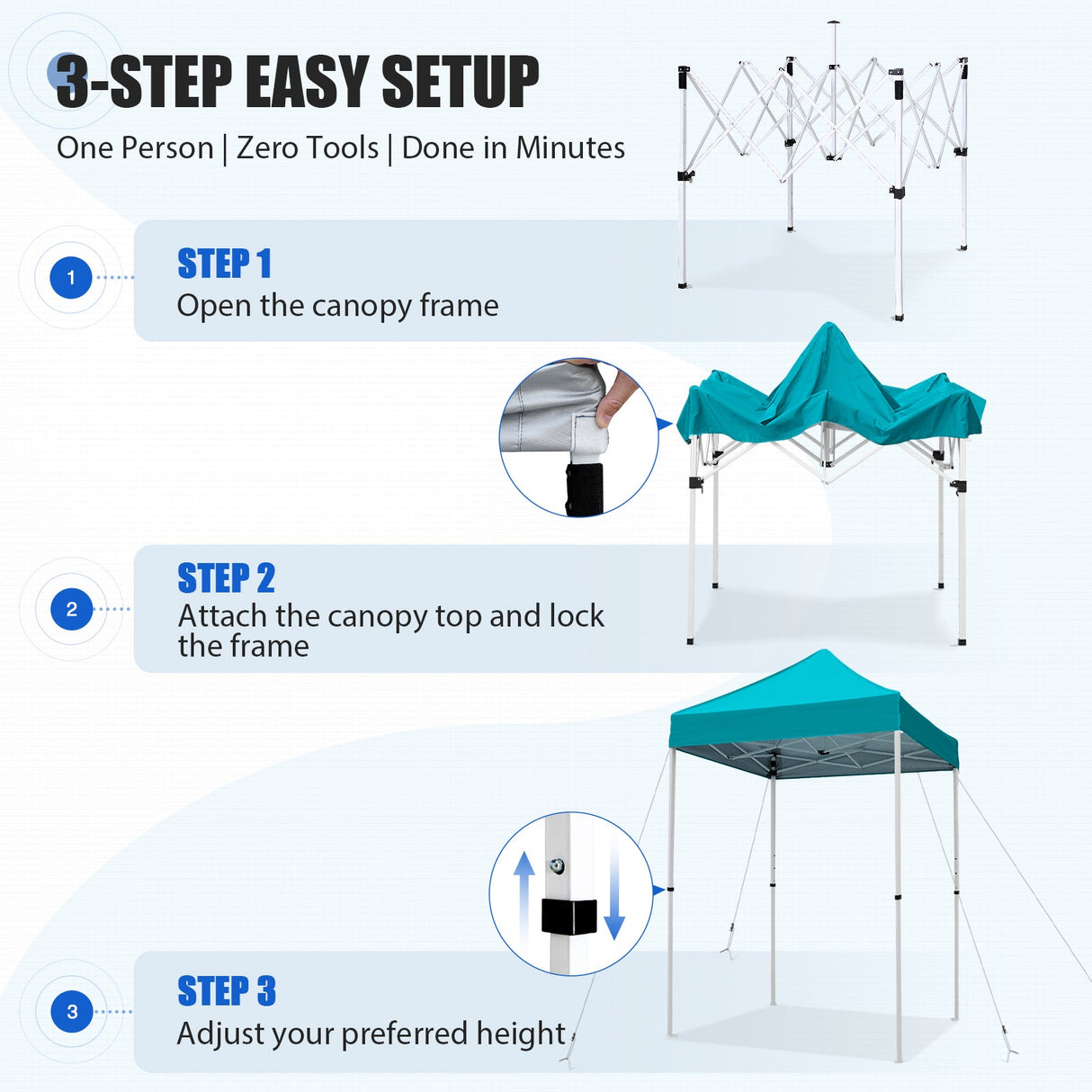 5x5 Pop Up Canopy Tent Instant Straight Leg Outdoor Canopy Easy Set-up - Eagle Peak®