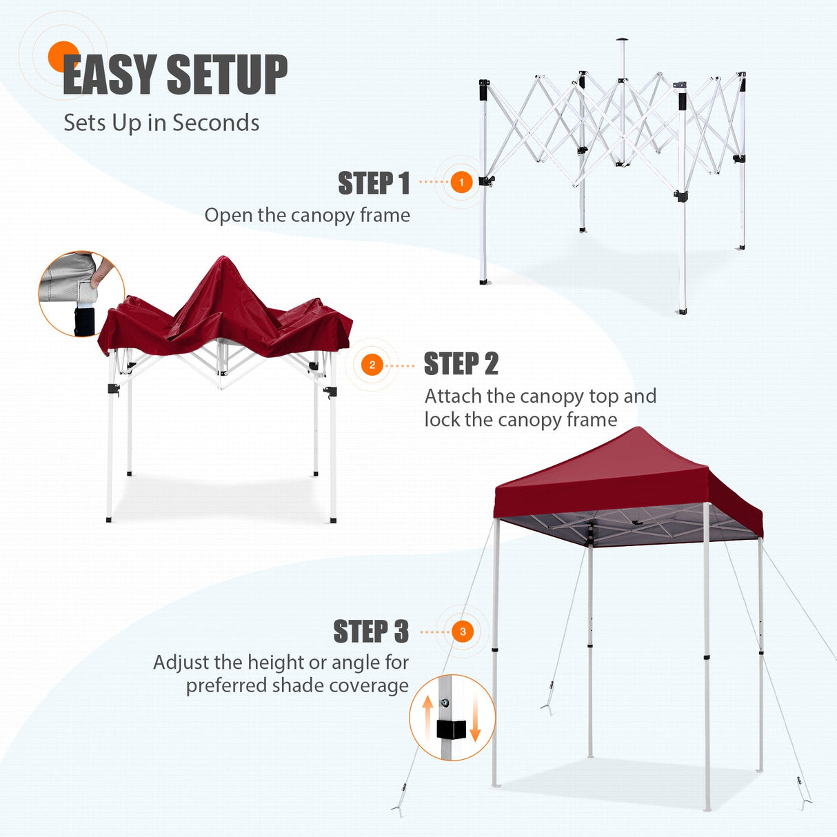 5x5 Pop Up Canopy Tent Instant Straight Leg Outdoor Canopy Easy Set - up - Eagle Peak
