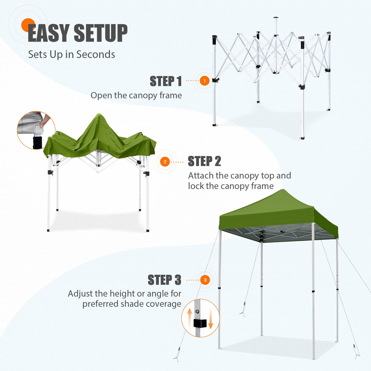5x5 Pop Up Canopy Tent Instant Straight Leg Outdoor Canopy Easy Set - up - Eagle Peak