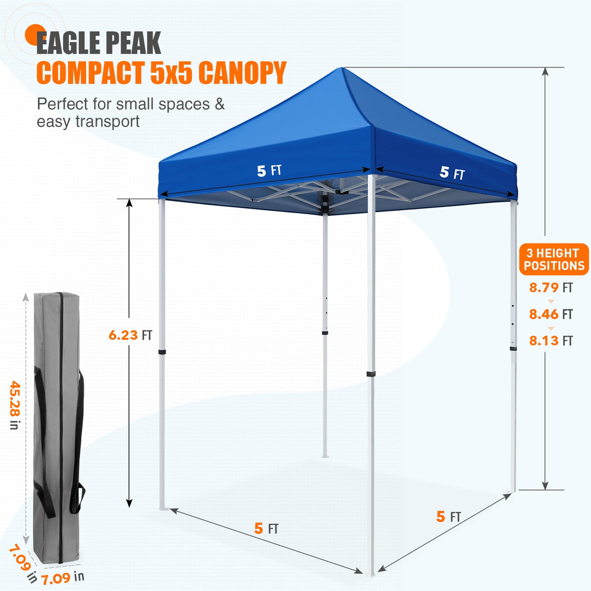 5x5 Pop Up Canopy Tent Instant Straight Leg Outdoor Canopy Easy Set - up - Eagle Peak