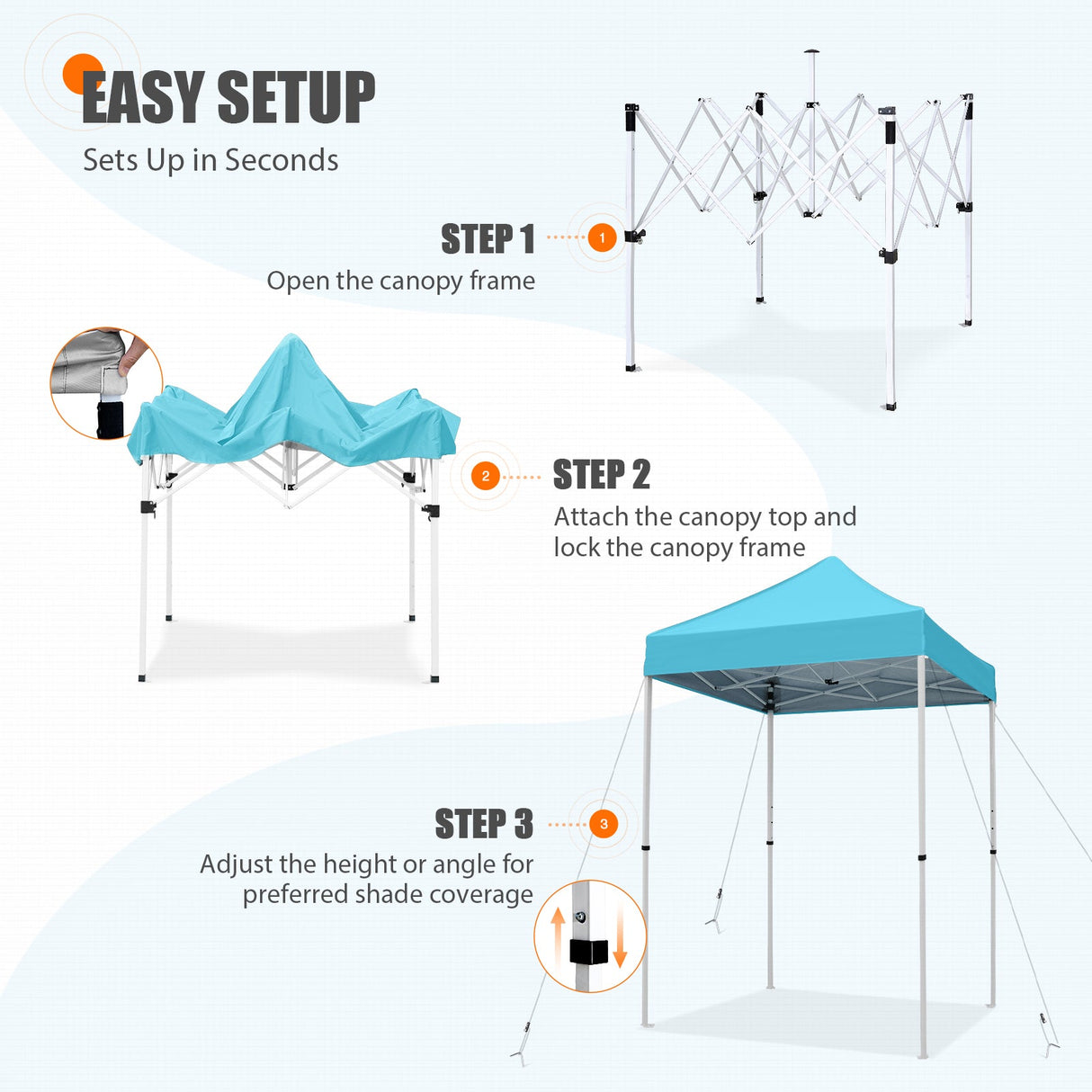 5x5 Pop Up Canopy Tent Instant Straight Leg Outdoor Canopy Easy Set - up - Eagle Peak