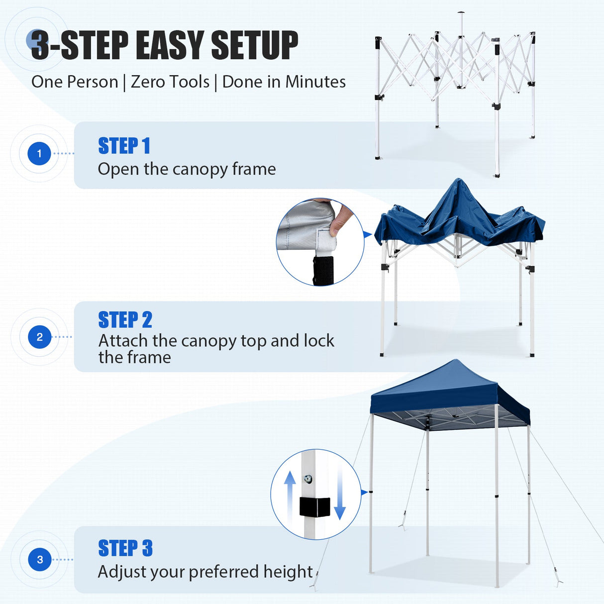 5x5 Pop Up Canopy Tent Instant Straight Leg Outdoor Canopy Easy Set-up - Eagle Peak®