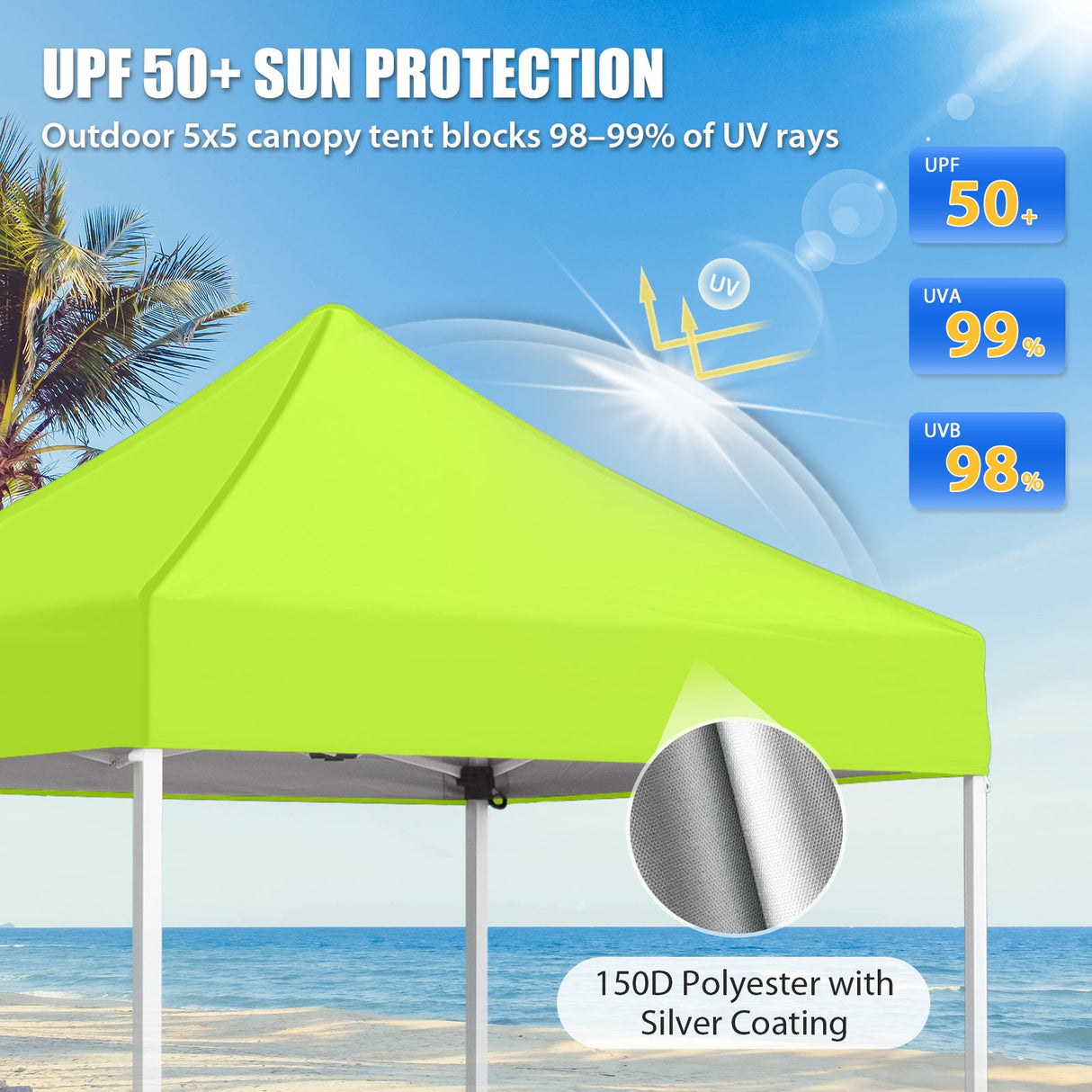 5x5 Pop Up Canopy Tent Instant Straight Leg Outdoor Canopy Easy Set - up - Eagle Peak