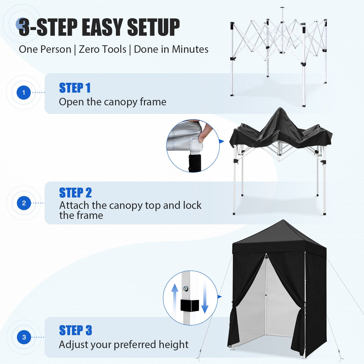 5x5 Pop Up Canopy Tent with 4 Removable Sidewalls - Eagle Peak®