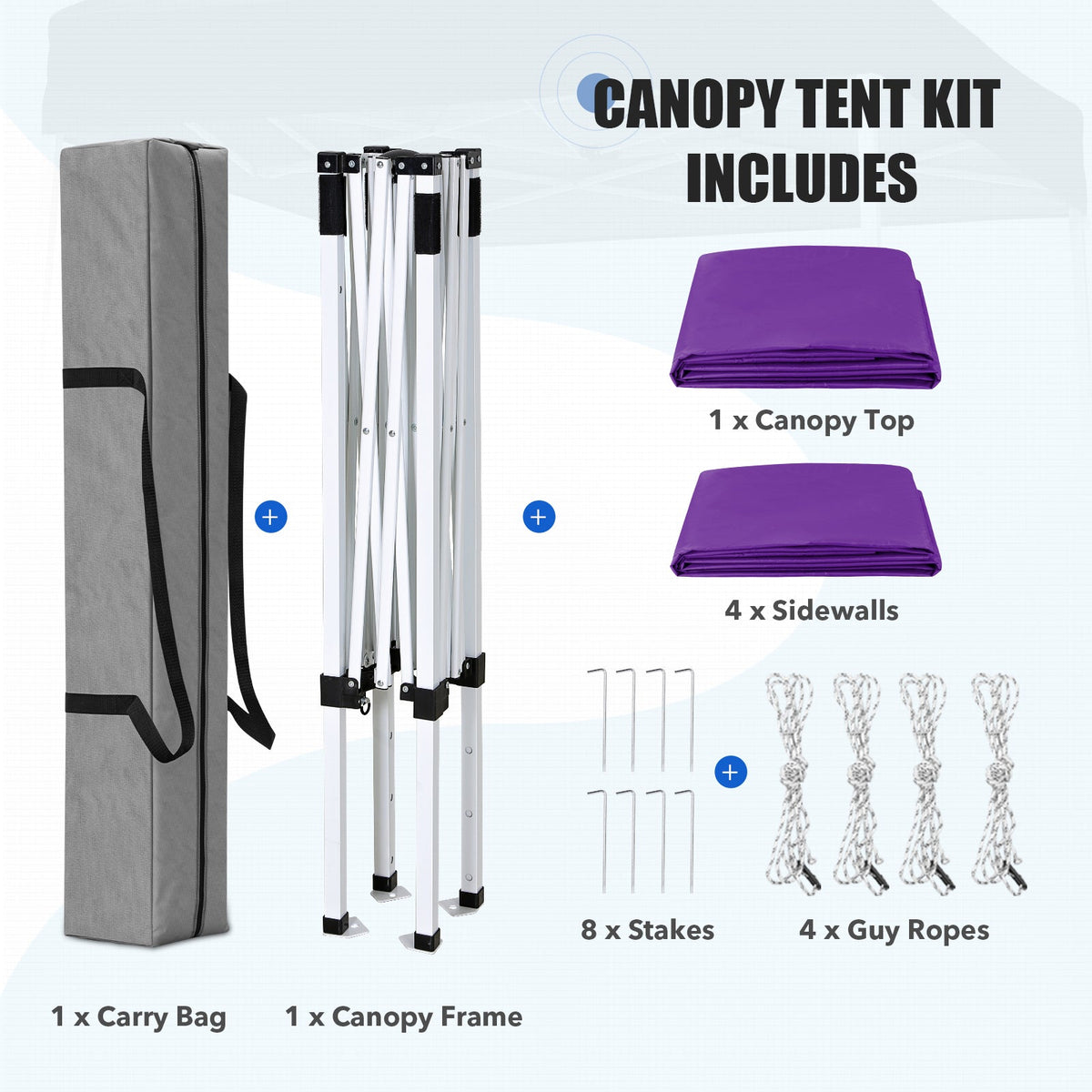 5x5 Pop Up Canopy Tent with 4 Removable Sidewalls - Eagle Peak®