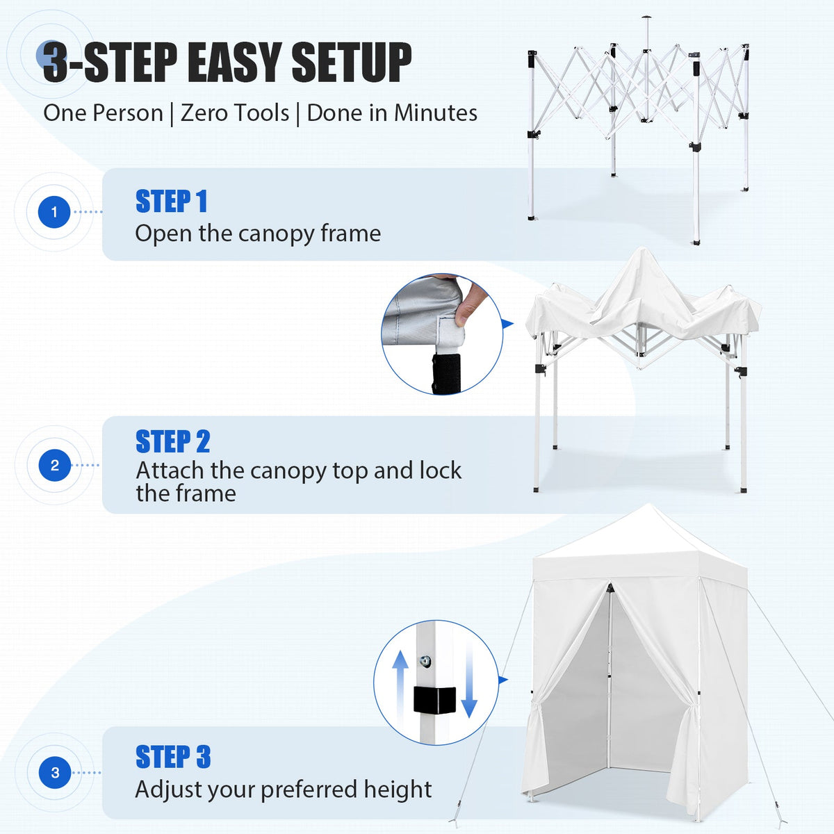 5x5 Pop Up Canopy Tent with 4 Removable Sidewalls - Eagle Peak®