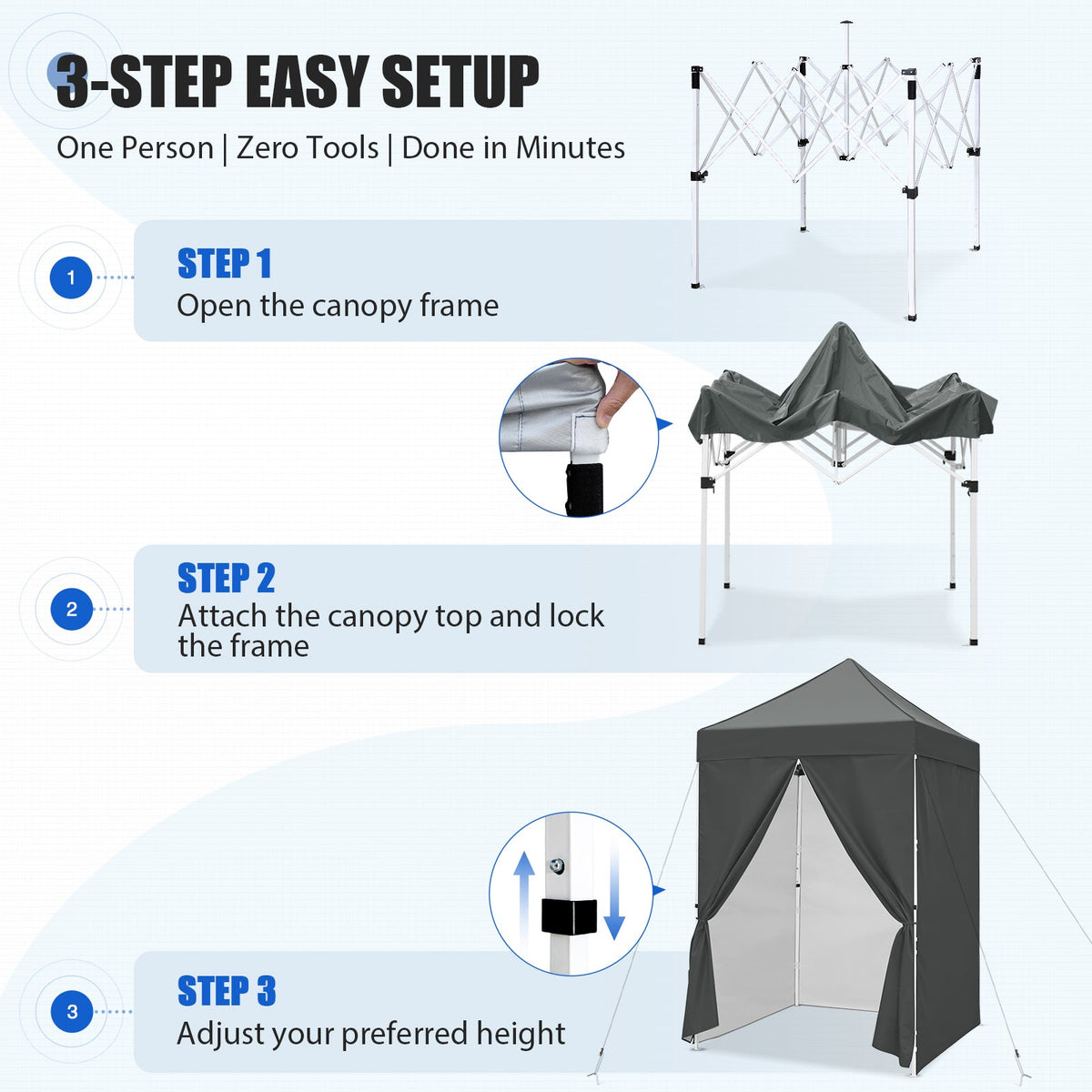 5x5 Pop Up Canopy Tent with 4 Removable Sidewalls - Eagle Peak®