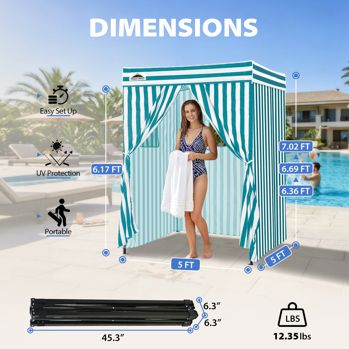5x5 Pop Up Changing Tent, Flat Top Changing Room - Eagle Peak®