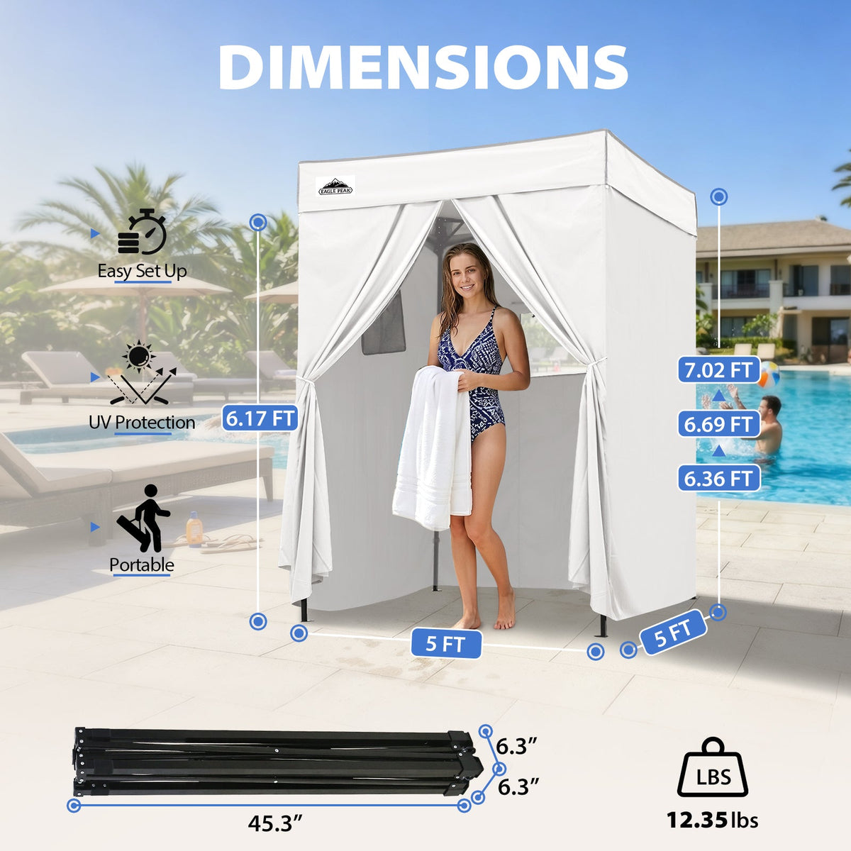 5x5 Pop Up Changing Tent, Flat Top Changing Room - Eagle Peak®