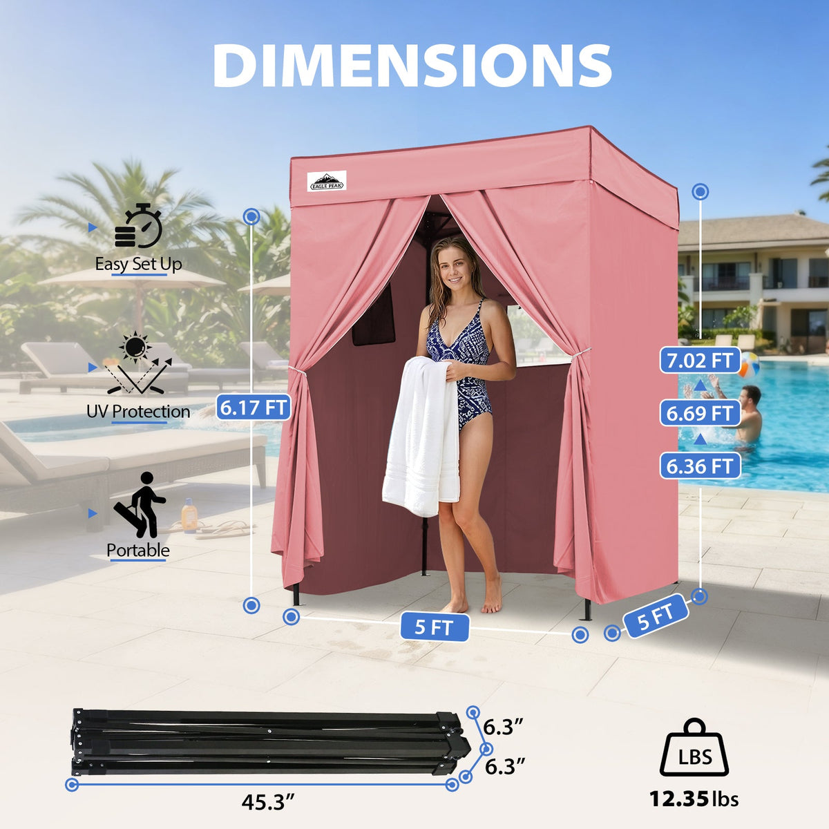 5x5 Pop Up Changing Tent, Flat Top Changing Room - Eagle Peak®