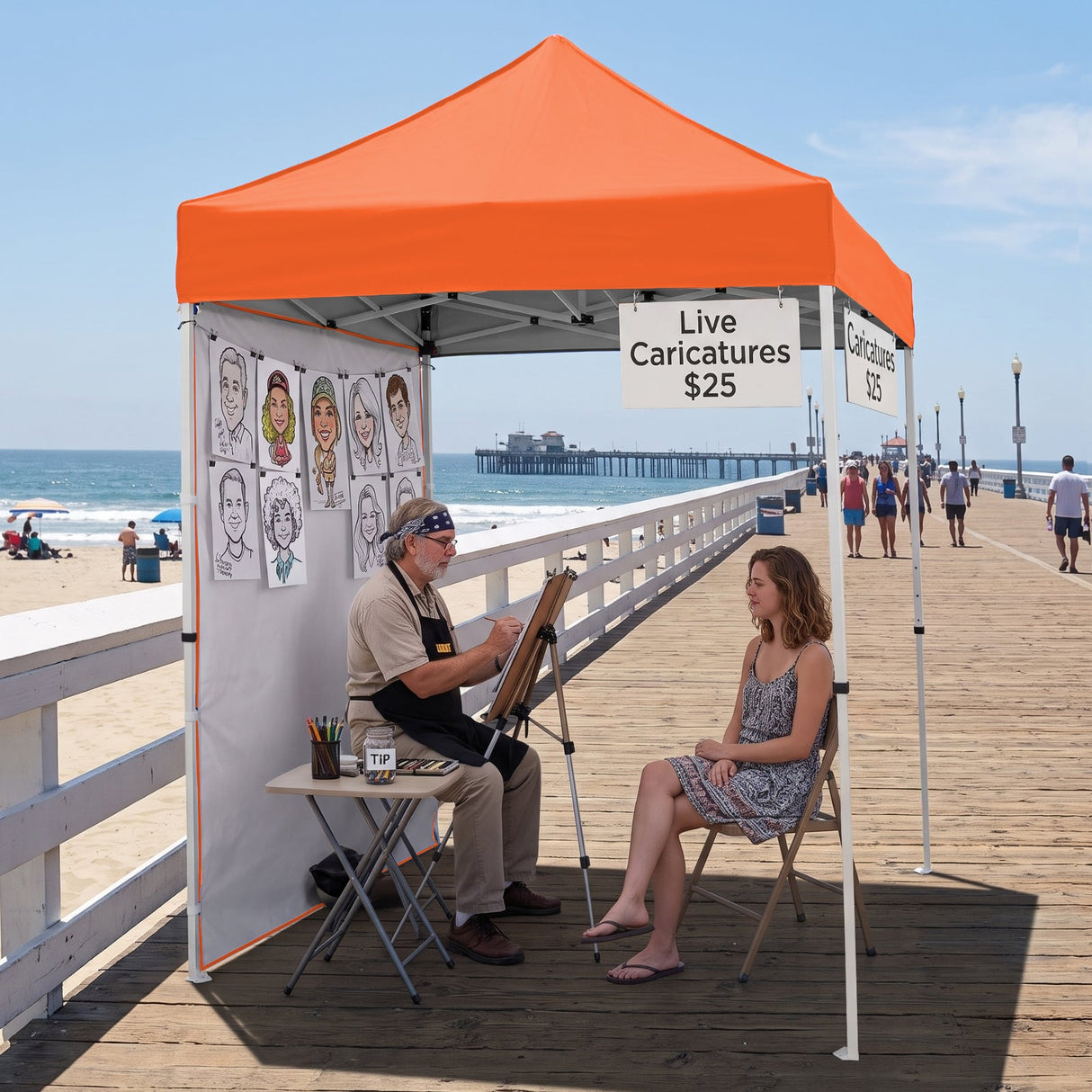 5x5 Straight Leg Pop Up Canopy Tent with One Removable Sunwall - Eagle Peak®