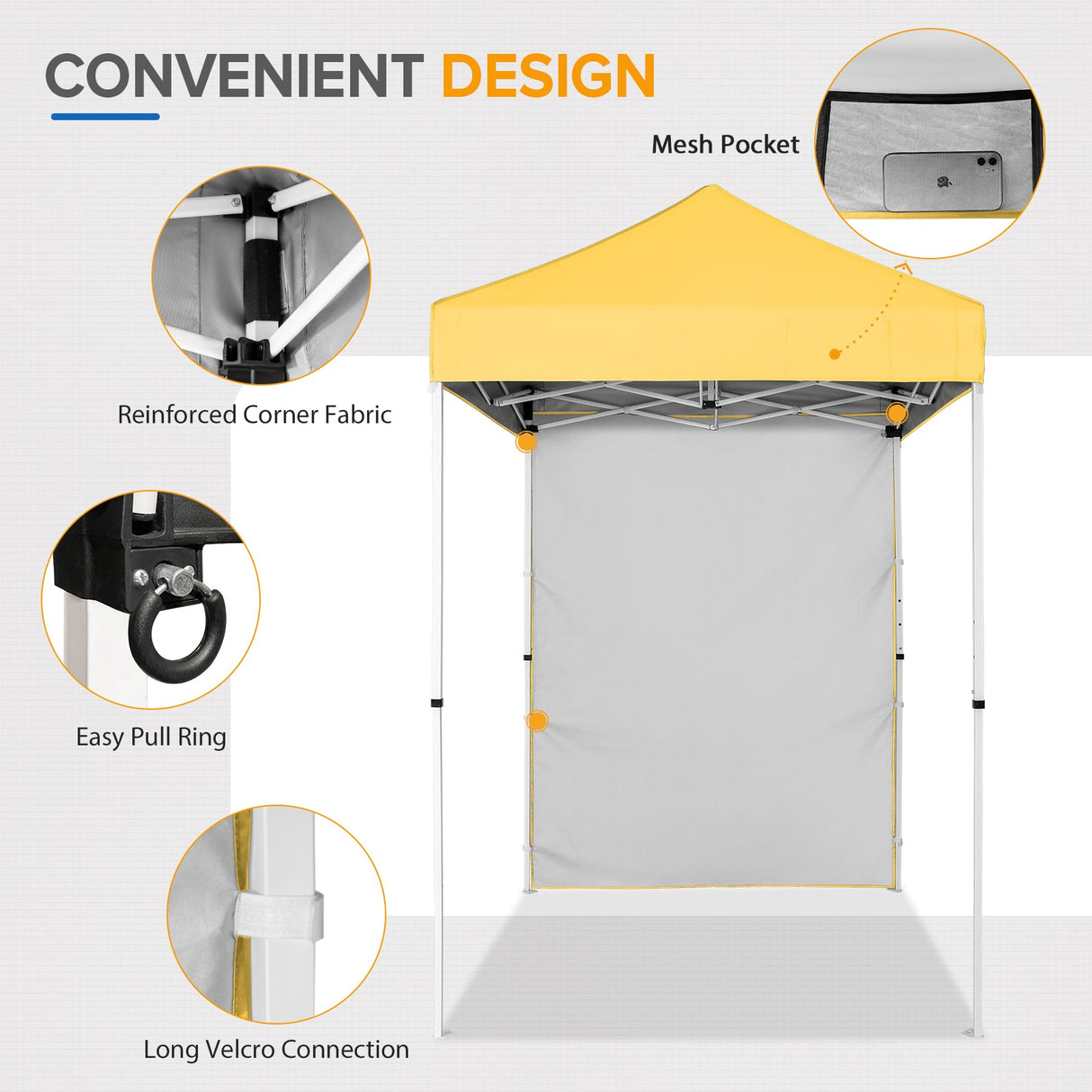 5x5 Straight Leg Pop Up Canopy Tent with One Removable Sunwall - Eagle Peak Custom Canopy Tent