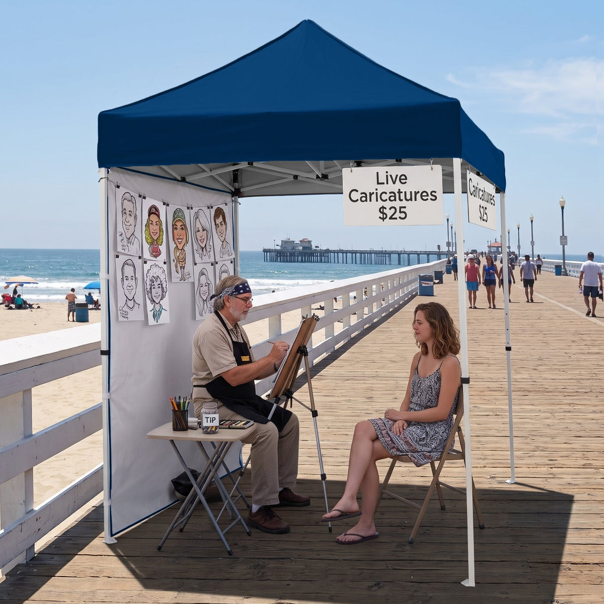 5x5 Straight Leg Pop Up Canopy Tent with One Removable Sunwall - Eagle Peak®