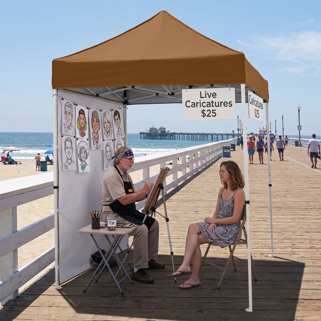 5x5 Straight Leg Pop Up Canopy Tent with One Removable Sunwall - Eagle Peak®