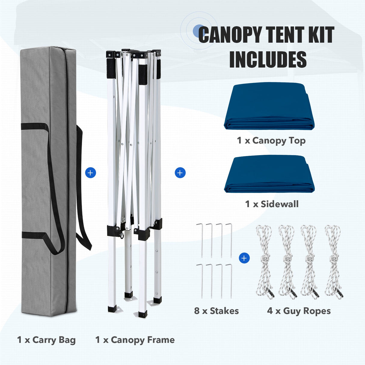 5x5 Straight Leg Pop Up Canopy Tent with One Removable Sunwall - Eagle Peak®