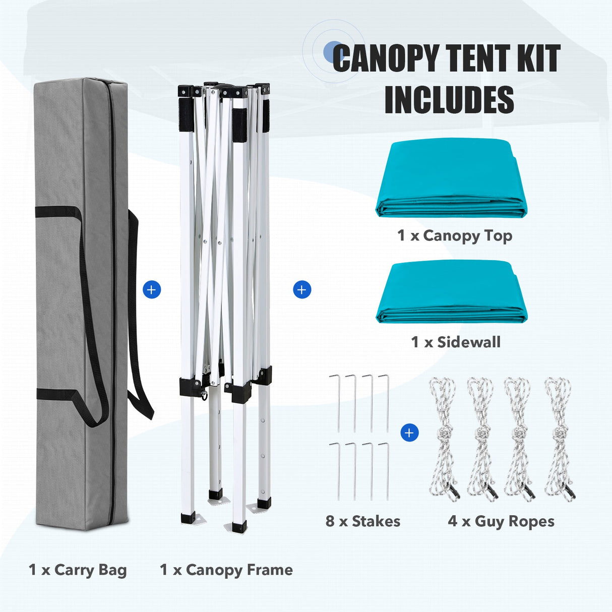 5x5 Straight Leg Pop Up Canopy Tent with One Removable Sunwall - Eagle Peak®