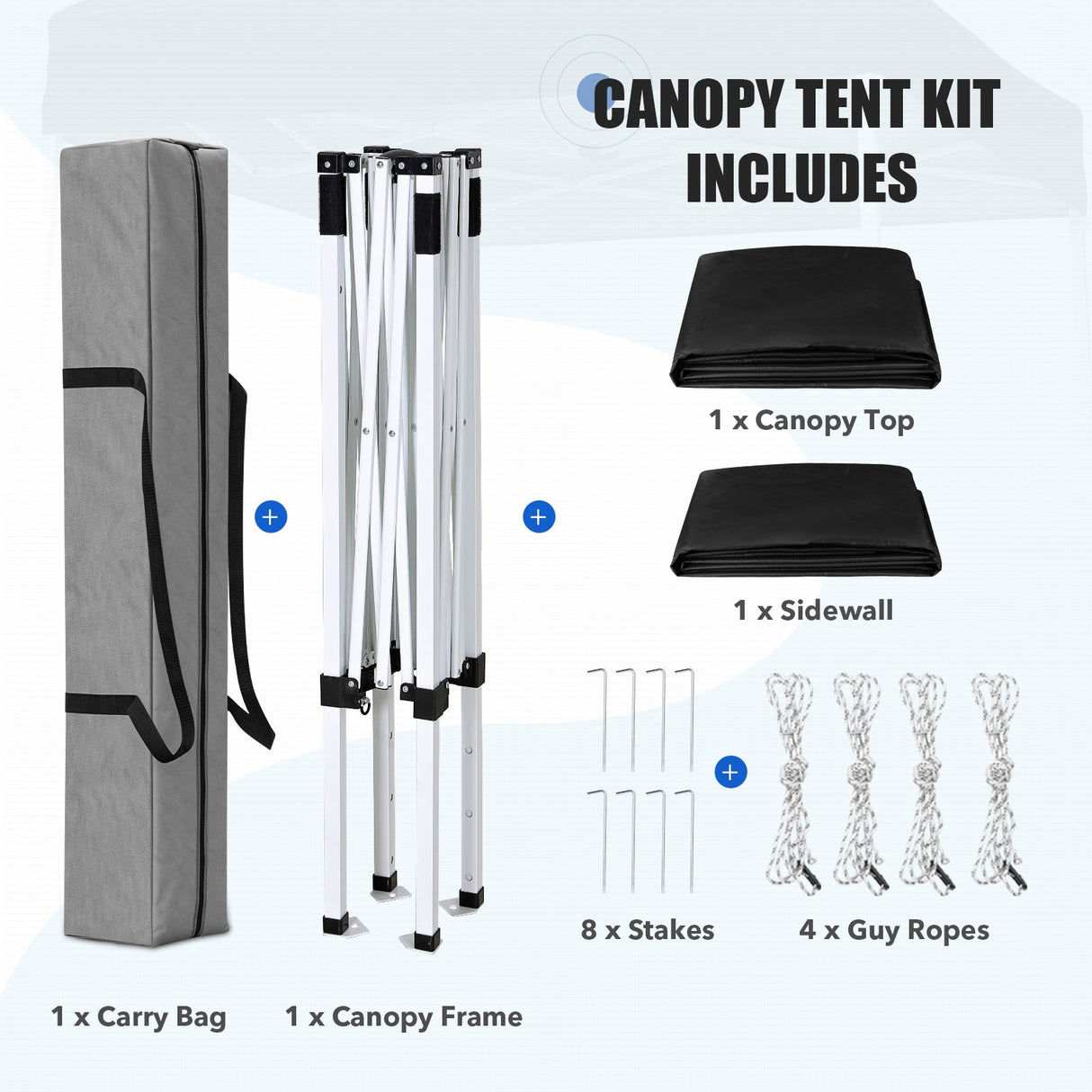 5x5 Straight Leg Pop Up Canopy Tent with One Removable Sunwall - Eagle Peak®