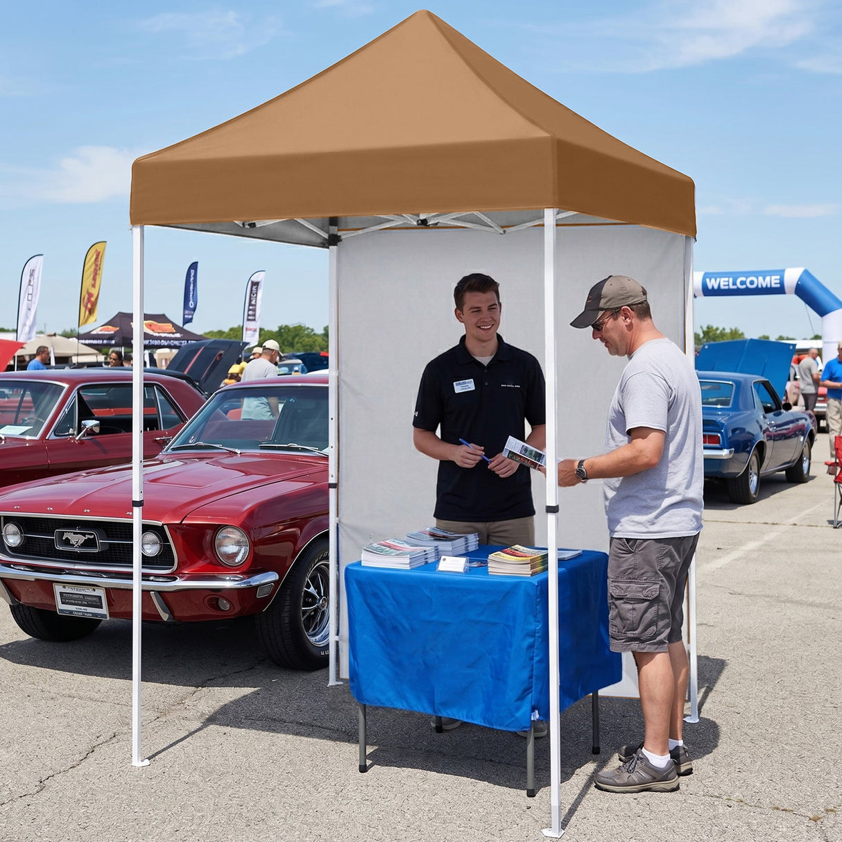 5x5 Straight Leg Pop Up Canopy Tent with One Removable Sunwall - Eagle Peak®
