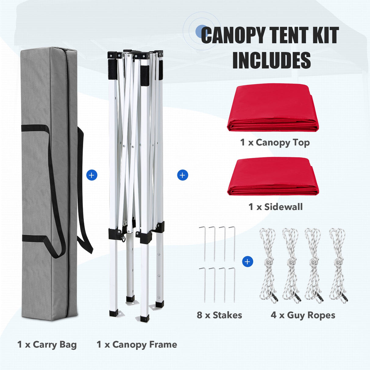5x5 Straight Leg Pop Up Canopy Tent with One Removable Sunwall - Eagle Peak®