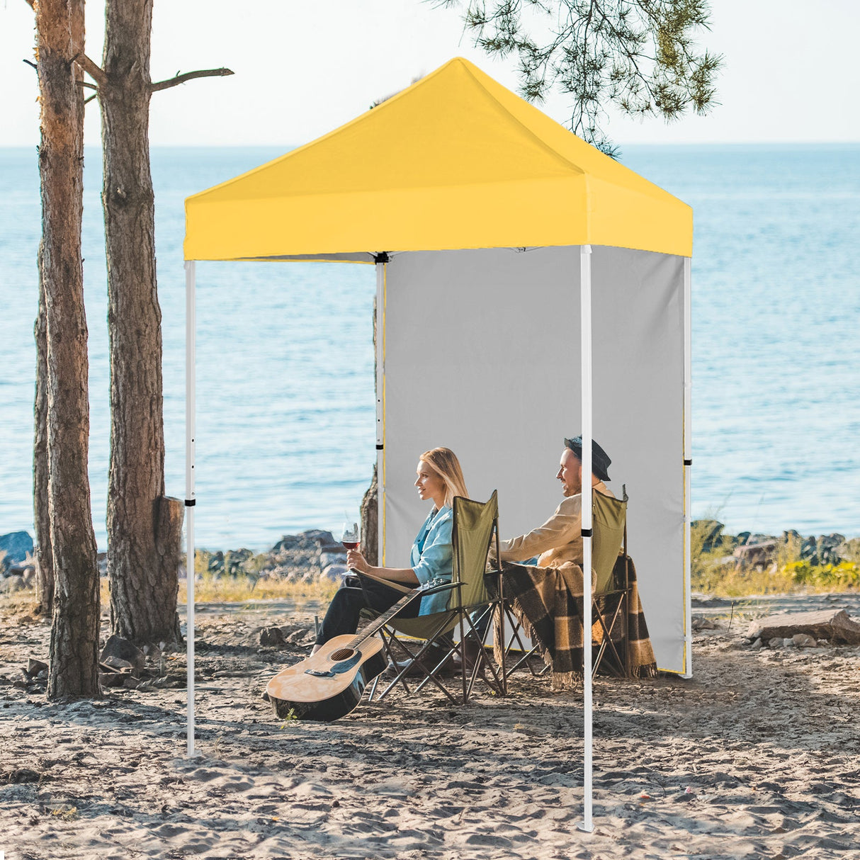 5x5 Straight Leg Pop Up Canopy Tent with One Removable Sunwall - Eagle Peak Custom Canopy Tent