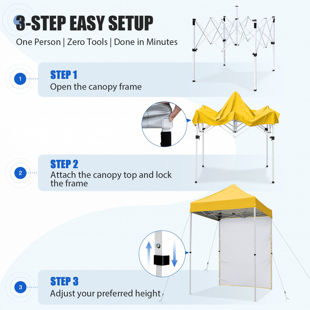 5x5 Straight Leg Pop Up Canopy Tent with One Removable Sunwall - Eagle Peak®