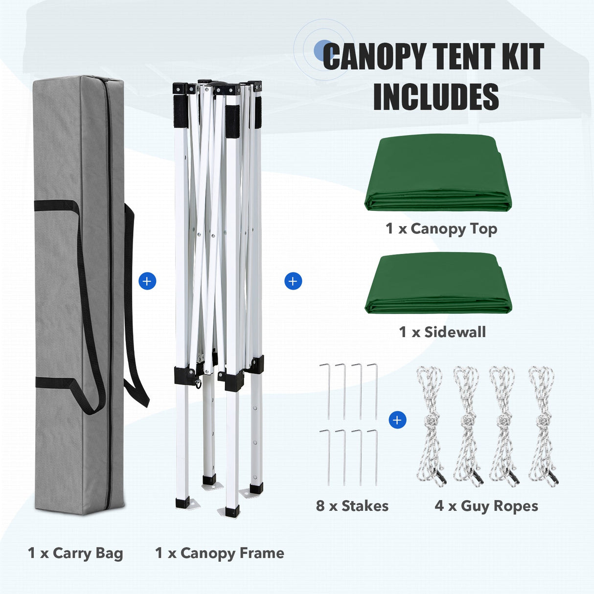 5x5 Straight Leg Pop Up Canopy Tent with One Removable Sunwall - Eagle Peak®