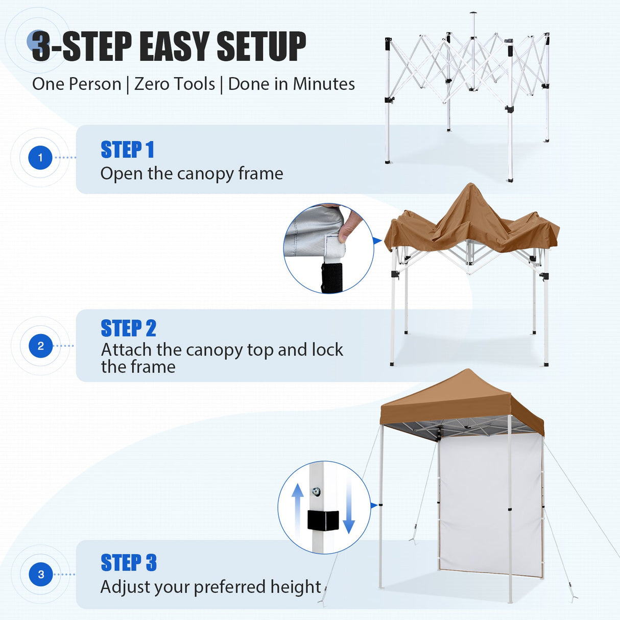 5x5 Straight Leg Pop Up Canopy Tent with One Removable Sunwall - Eagle Peak®