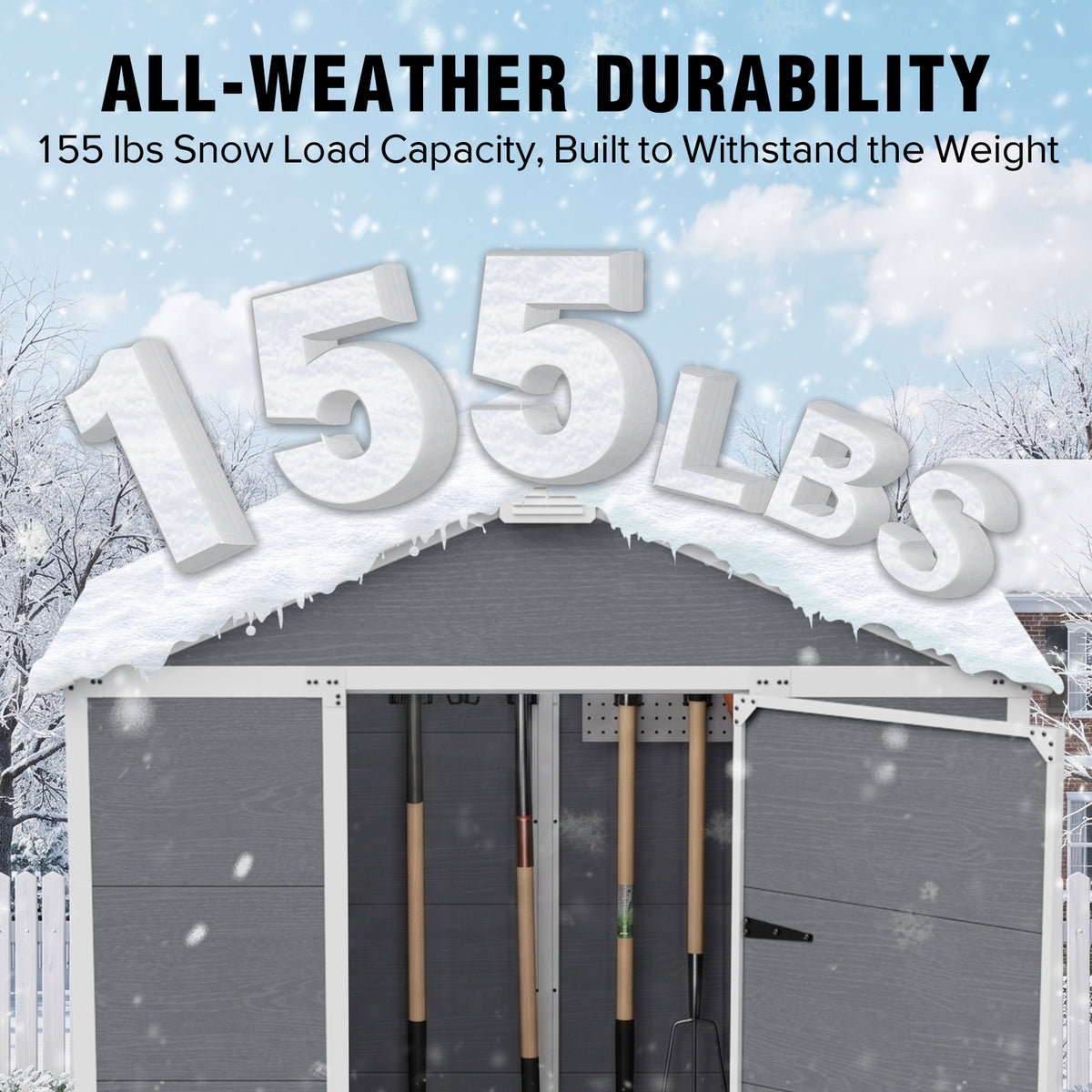 5x3/6x4/6x8/8x8/10x8 Resin Outdoor Storage Shed with Floor, Gray