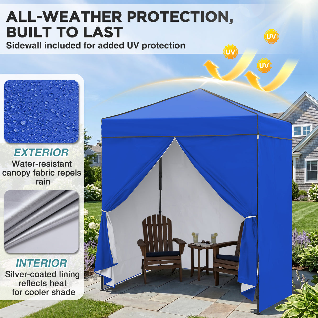 6x4 Instant Pop Up Canopy Tent with 4 Side Wall Panels