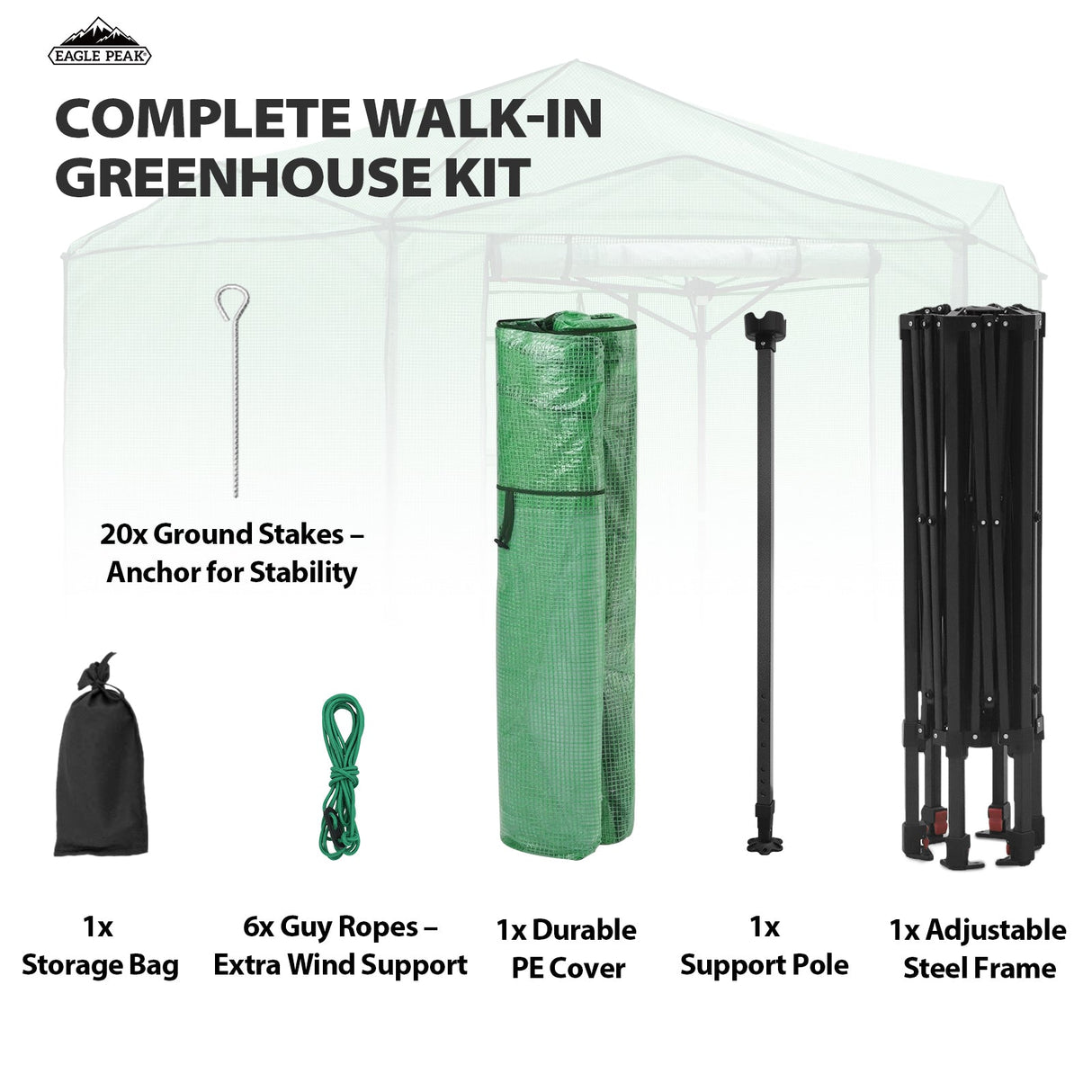 6.6x6.6 ft/ 8.5x8.5 ft Hexagon Pop up Greenhouse - Eagle Peak