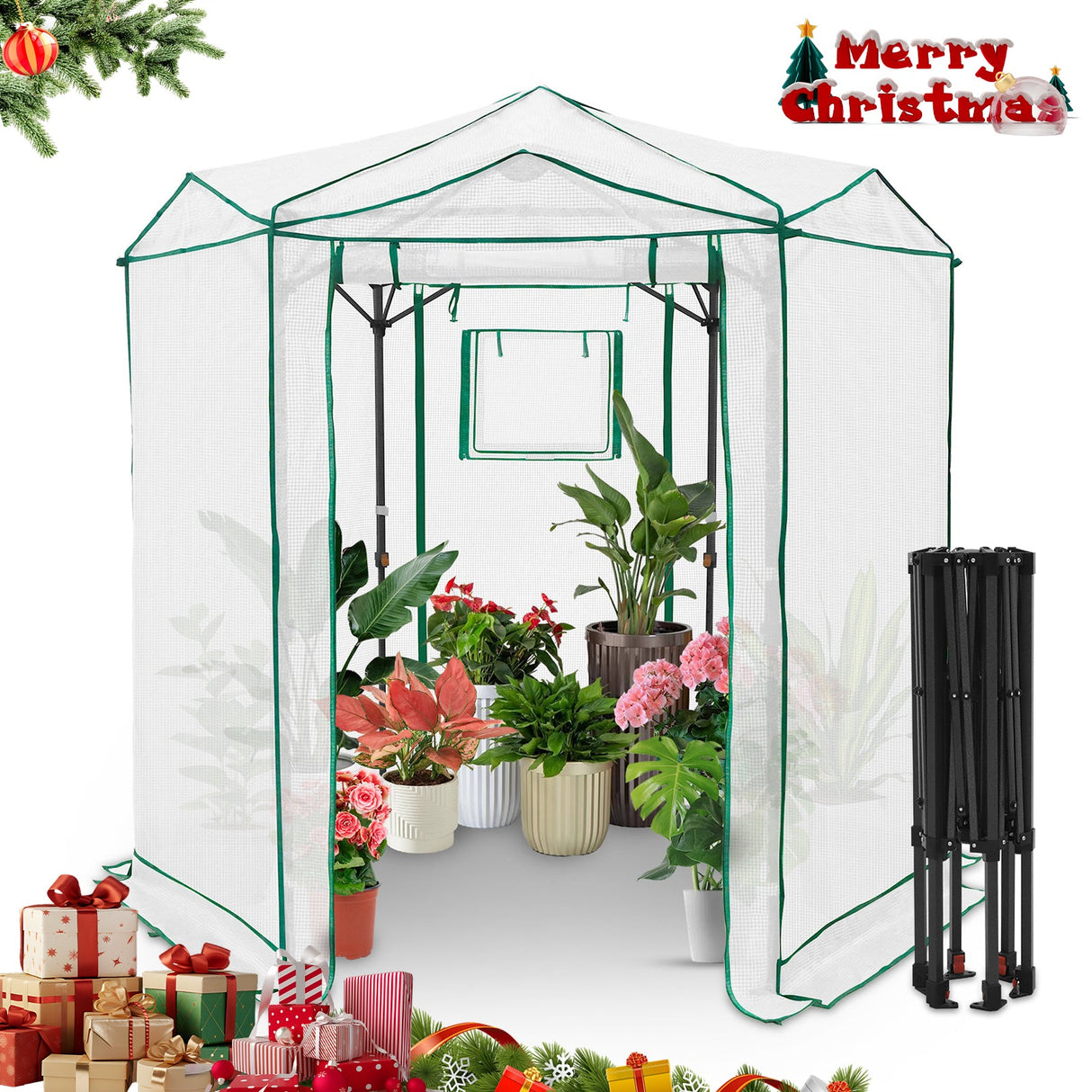 6.6x6.6 ft Hexagon Pop up Greenhouse - Eagle Peak Custom Canopy Tent