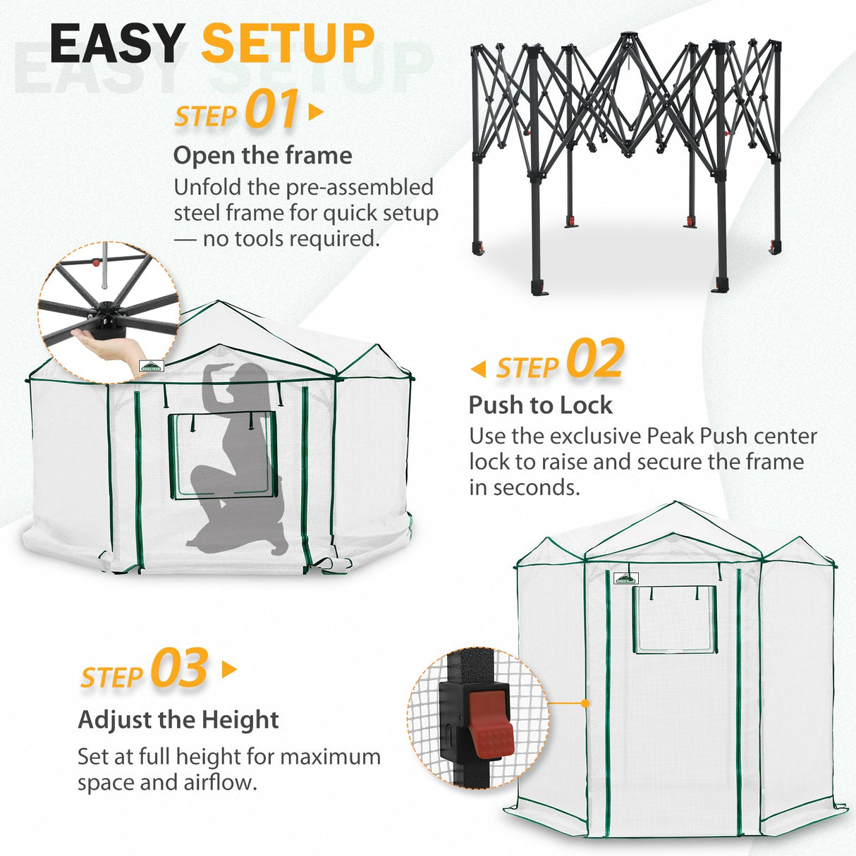 6.6x6.6 ft Hexagon Pop up Greenhouse - Eagle Peak Custom Canopy Tent