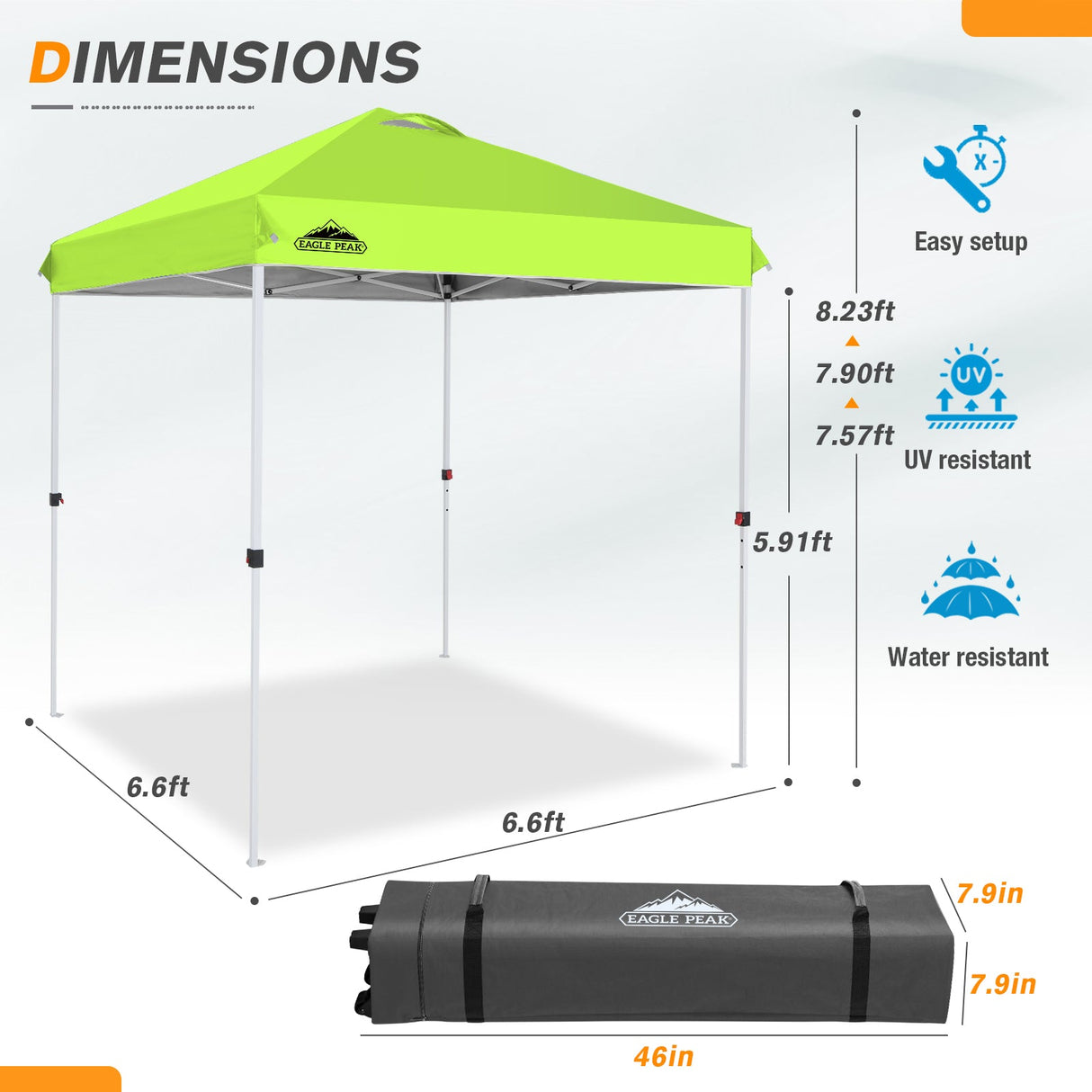 6.6x6.6 Pop Up Canopy Tent - Eagle Peak Custom Canopy Tent