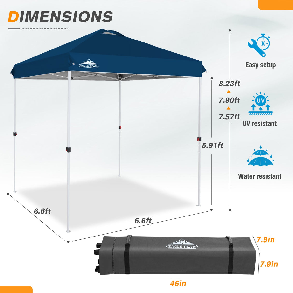 6.6x6.6 Pop Up Canopy Tent - Eagle Peak Custom Canopy Tent